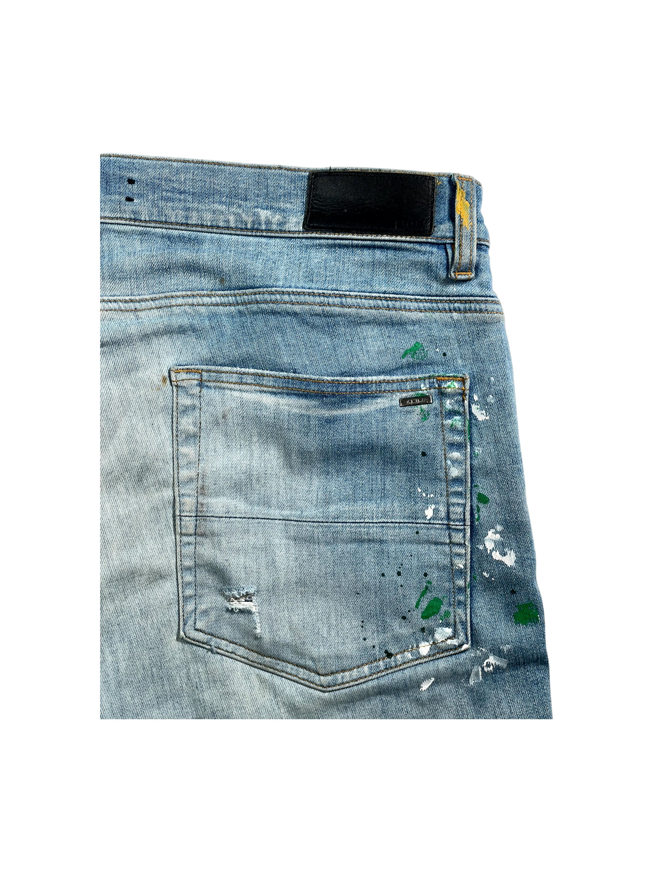 Amiri Splatter Light Wash, Green & Yellow Jeans