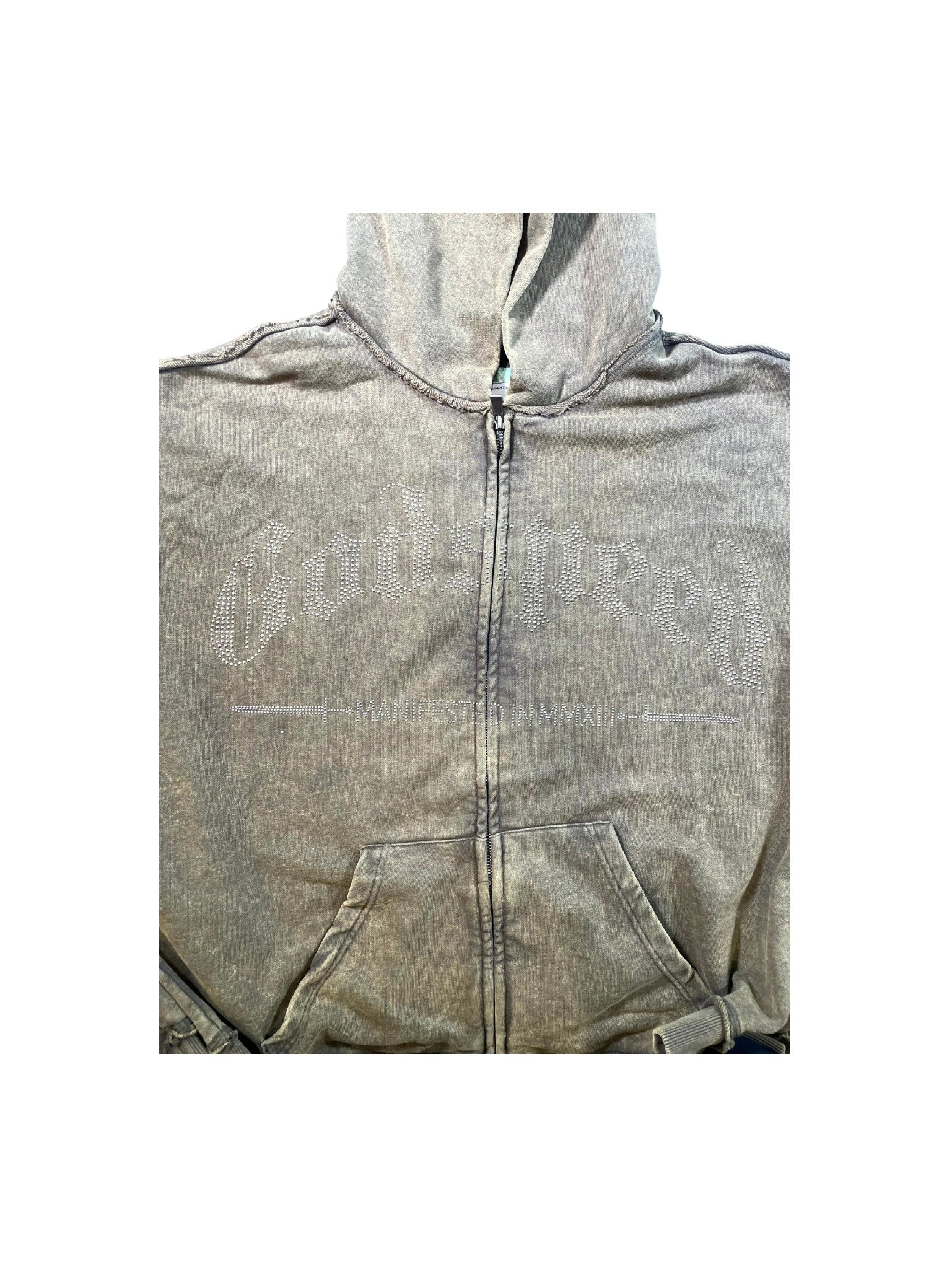 Godspeed Studded Zip Up Olive Hoodie