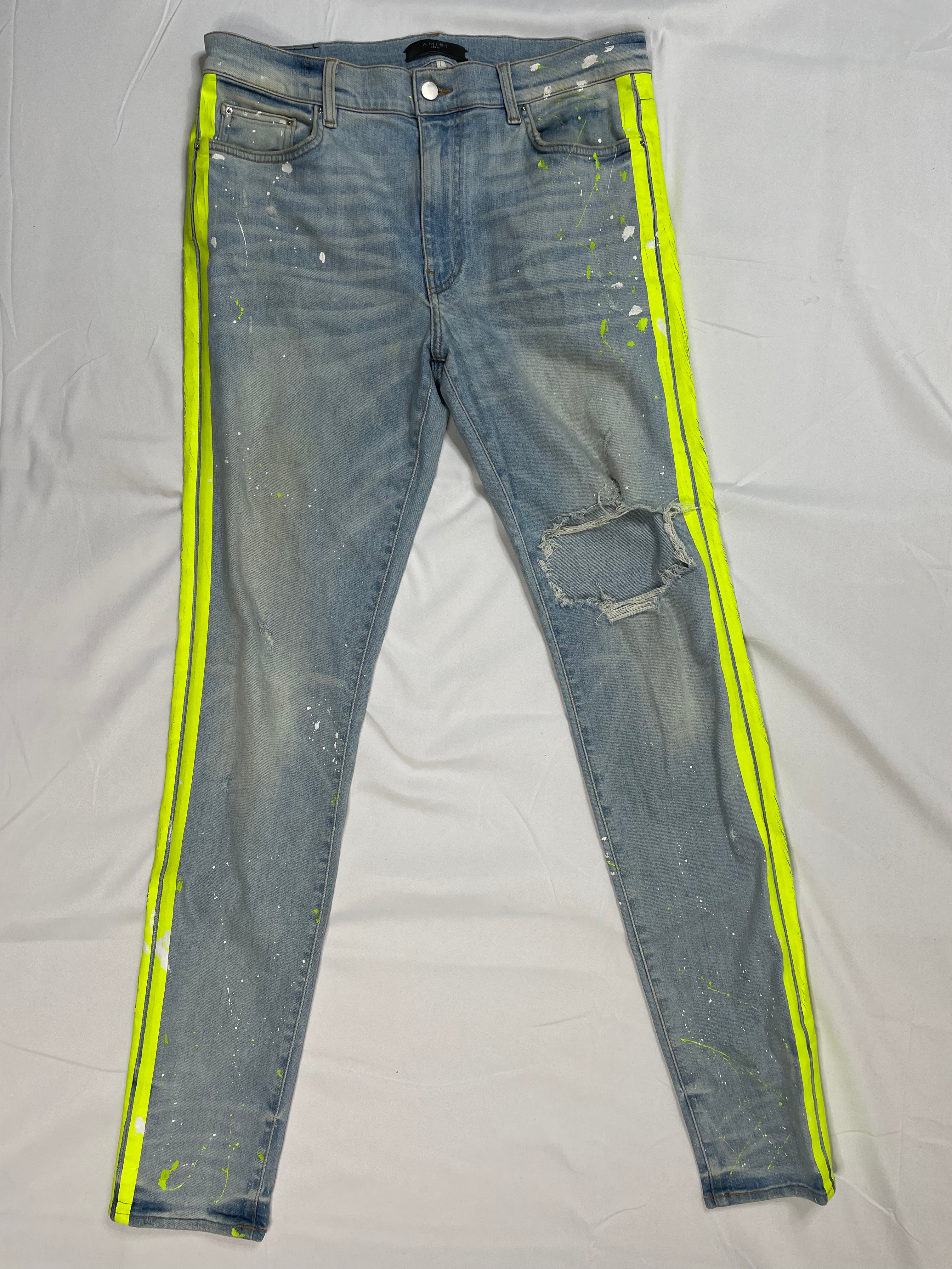 Amiri Neon Stripe Light Wash Jeans