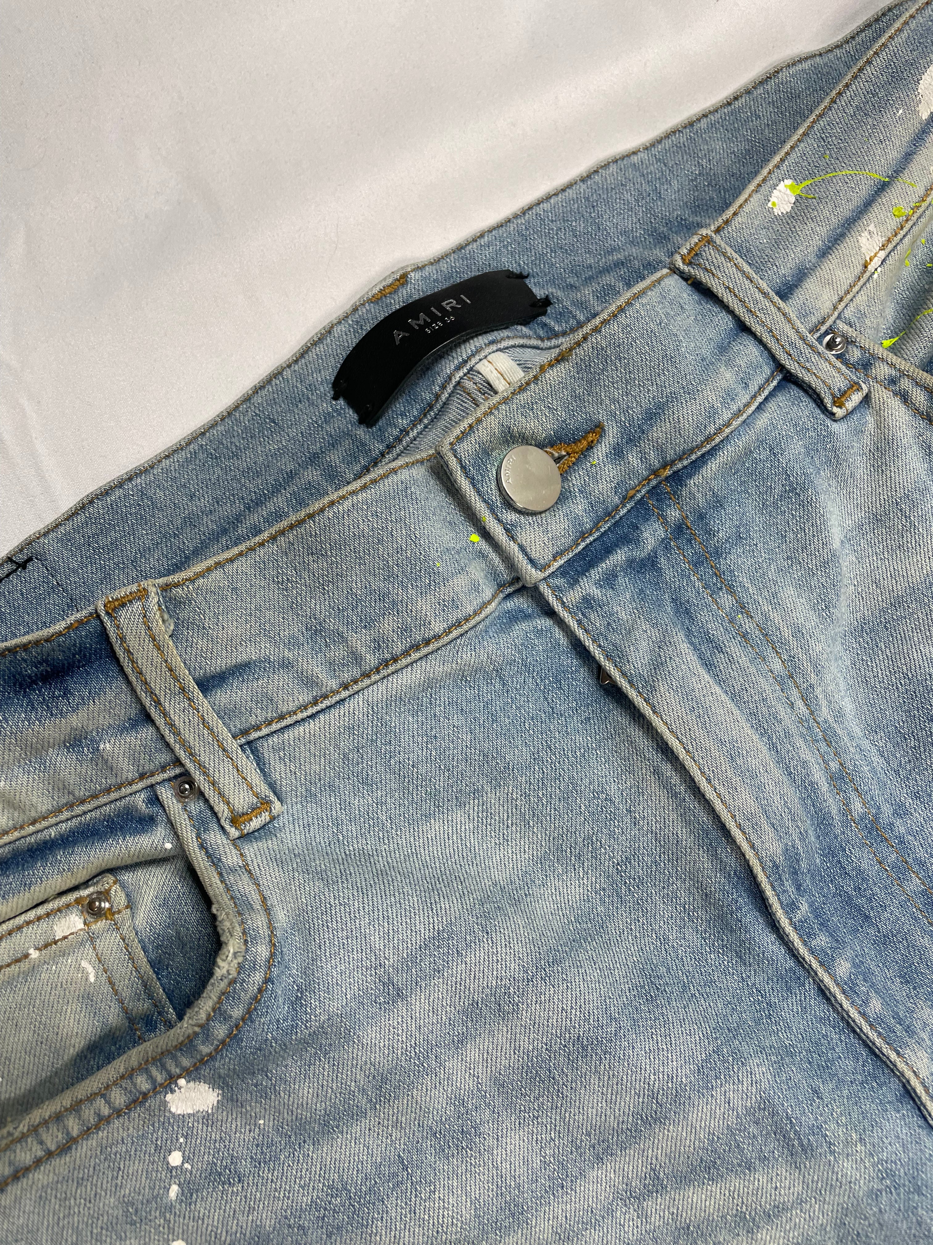 Amiri Neon Stripe Light Wash Jeans