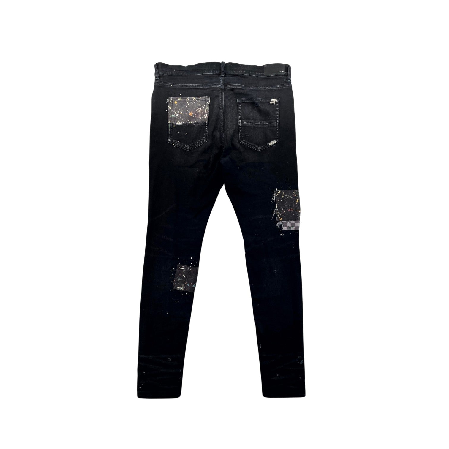Amiri Paint Splatter Art Patchwork Black Wash Jeans