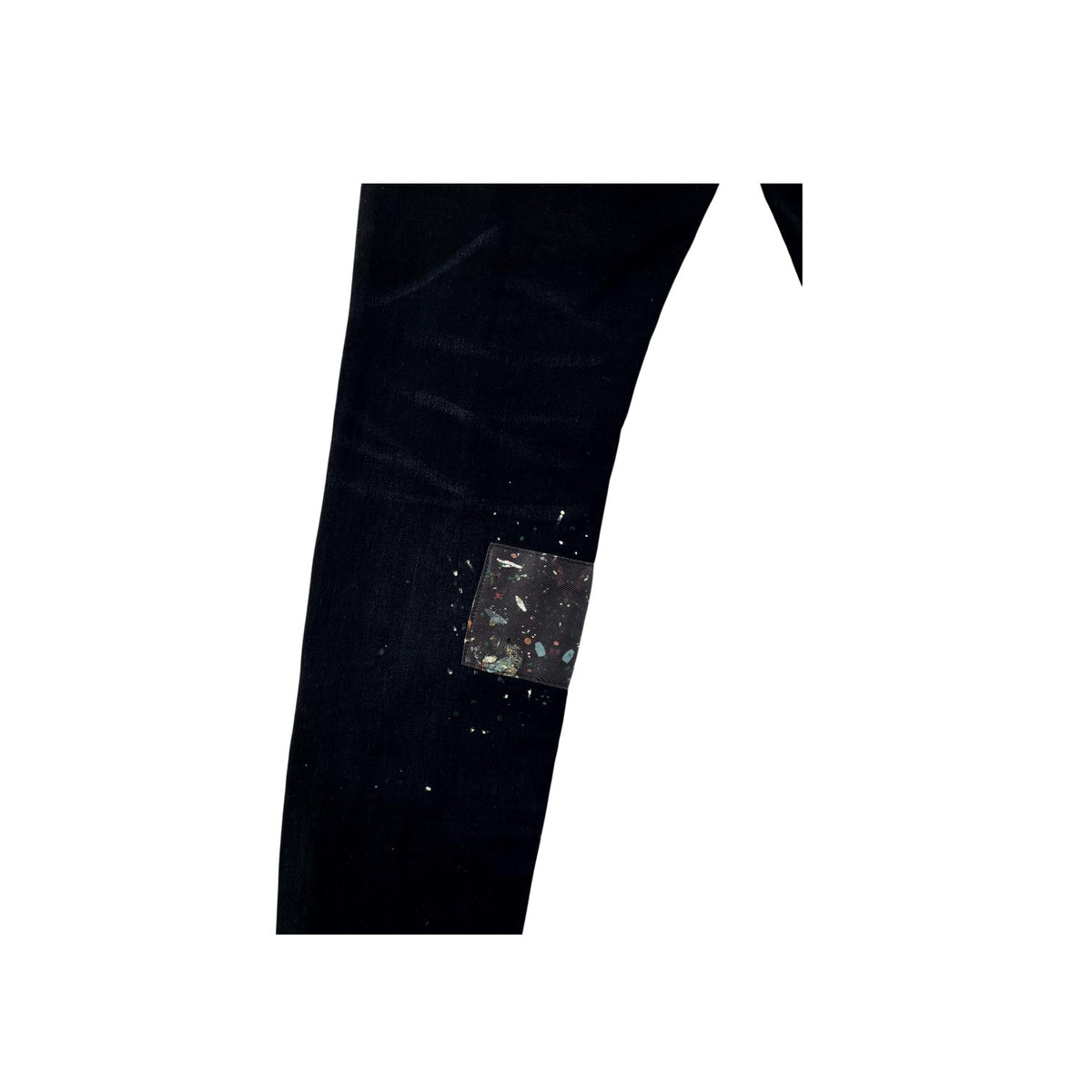 Amiri Paint Splatter Art Patchwork Black Wash Jeans