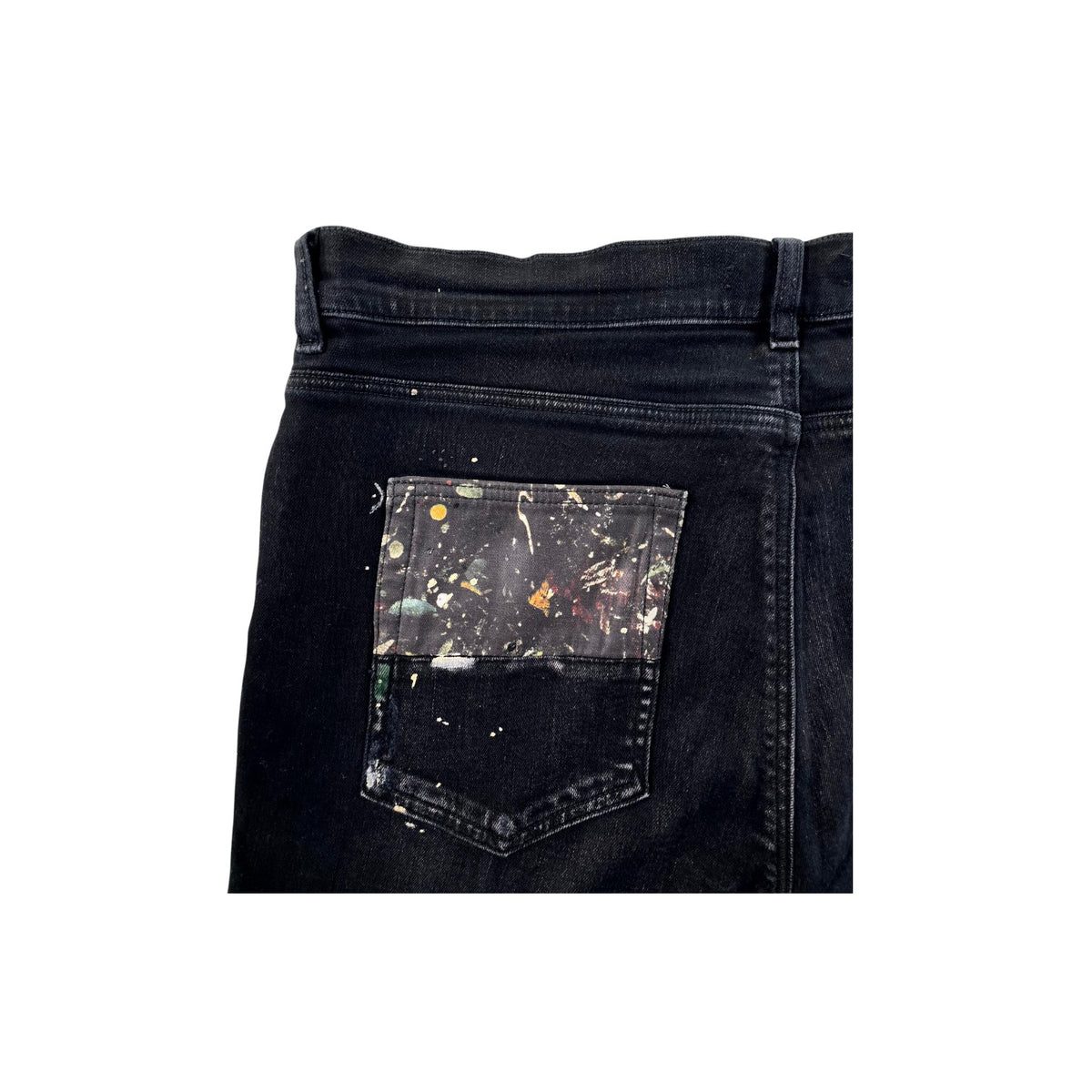 Amiri Paint Splatter Art Patchwork Black Wash Jeans