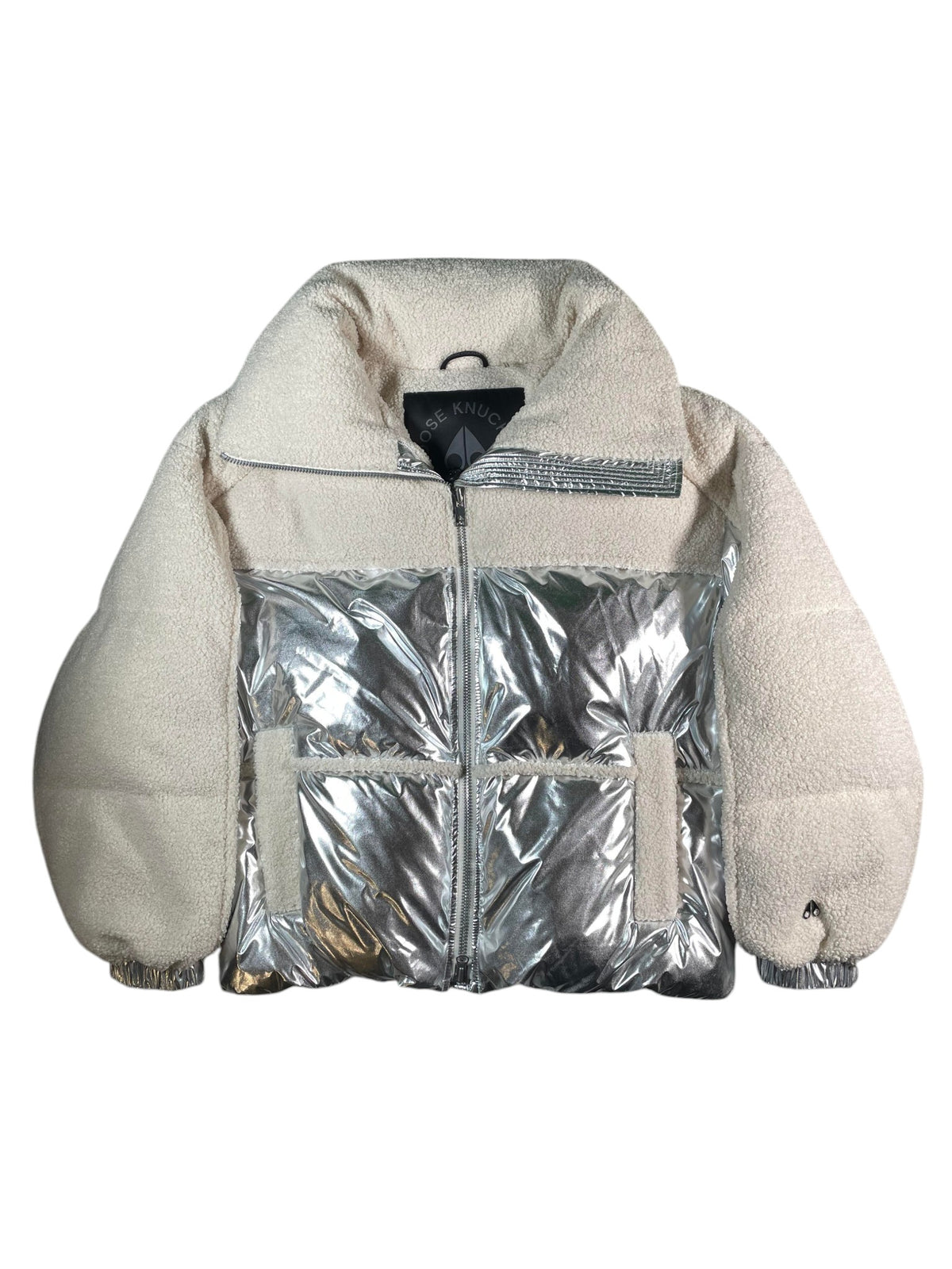 Moose Knuckles Ivry Elmira Sherpa Silver Puffer Jacket
