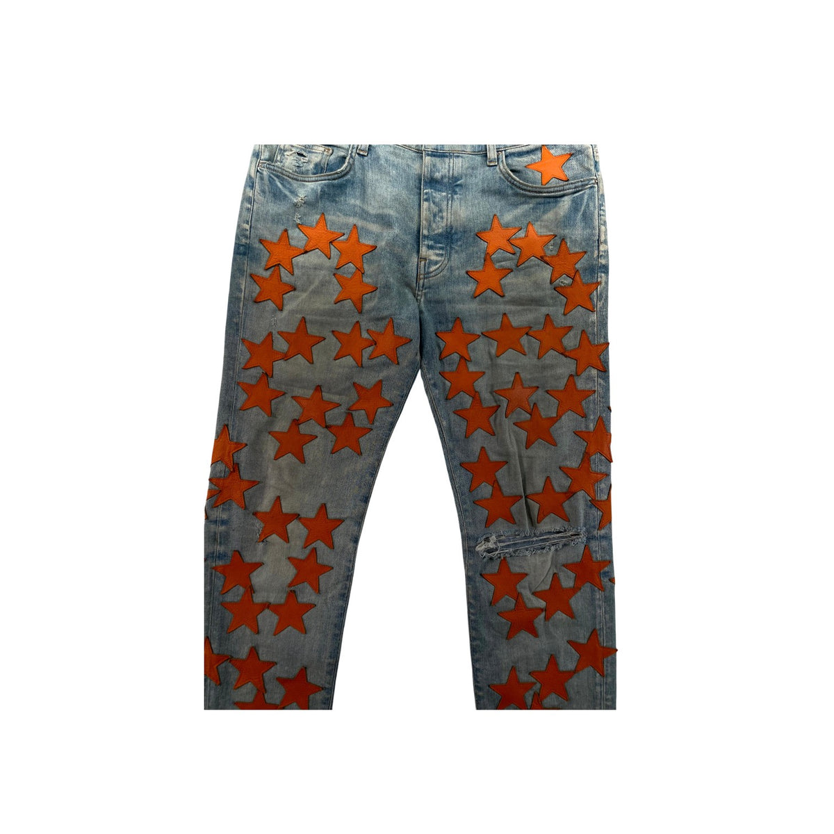 Amiri Chemist Stars Light Wash & Orange Jeans