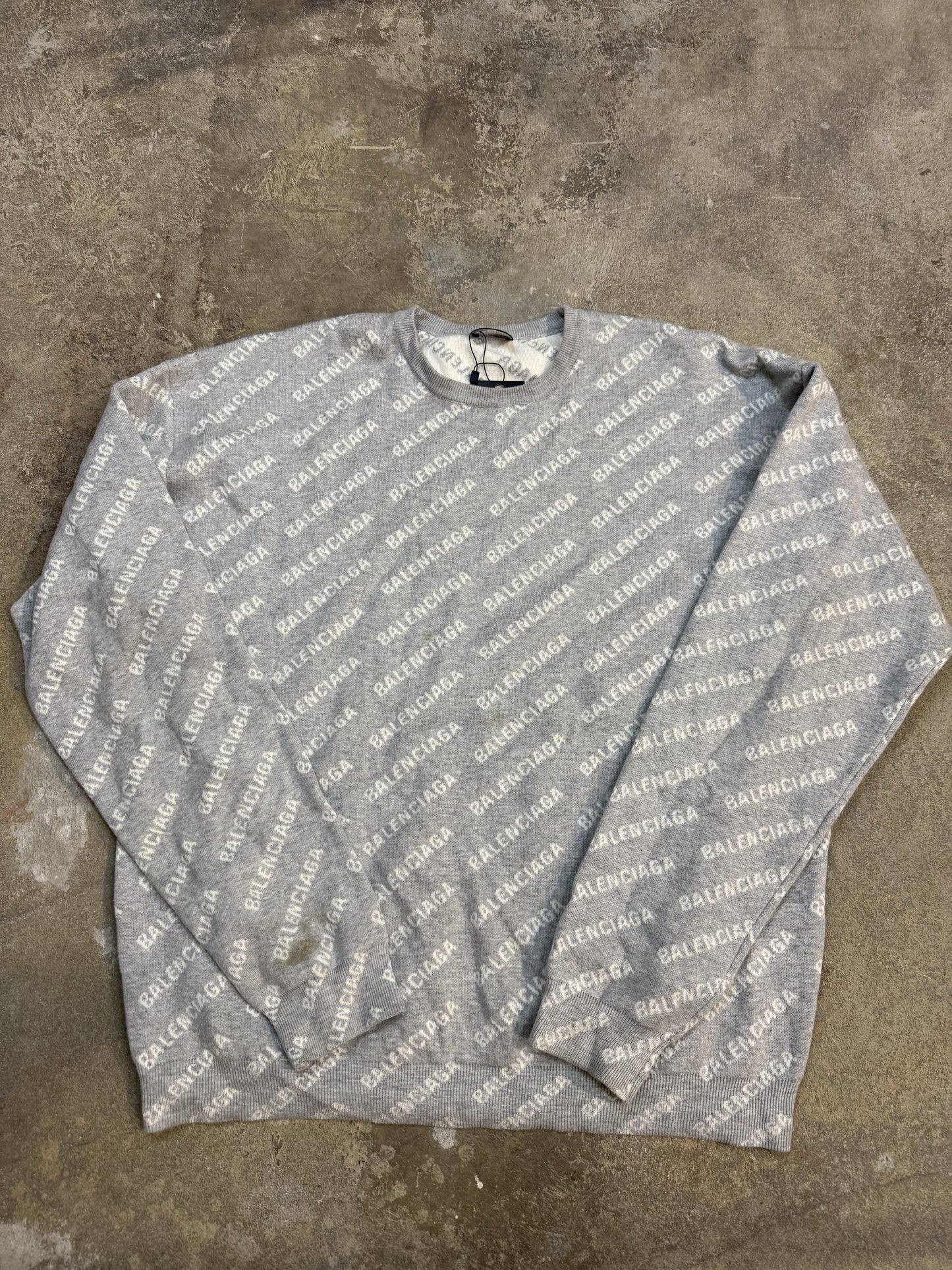 Balenciaga Knit Sweater Grey White Used Large