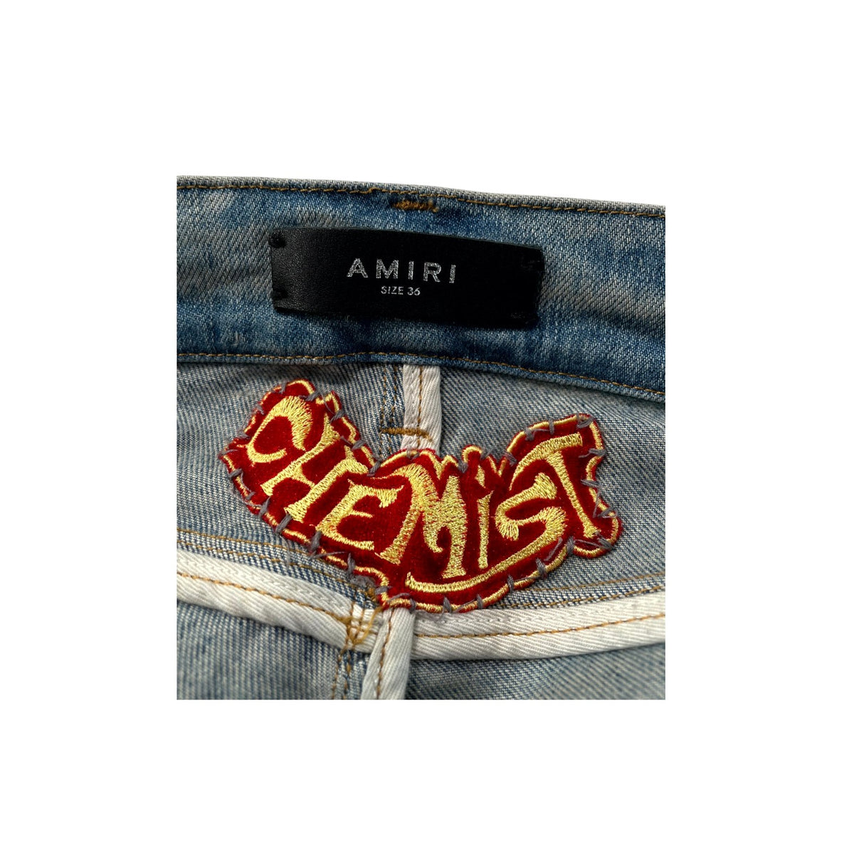 Amiri Chemist Stars Light Wash & Orange Jeans
