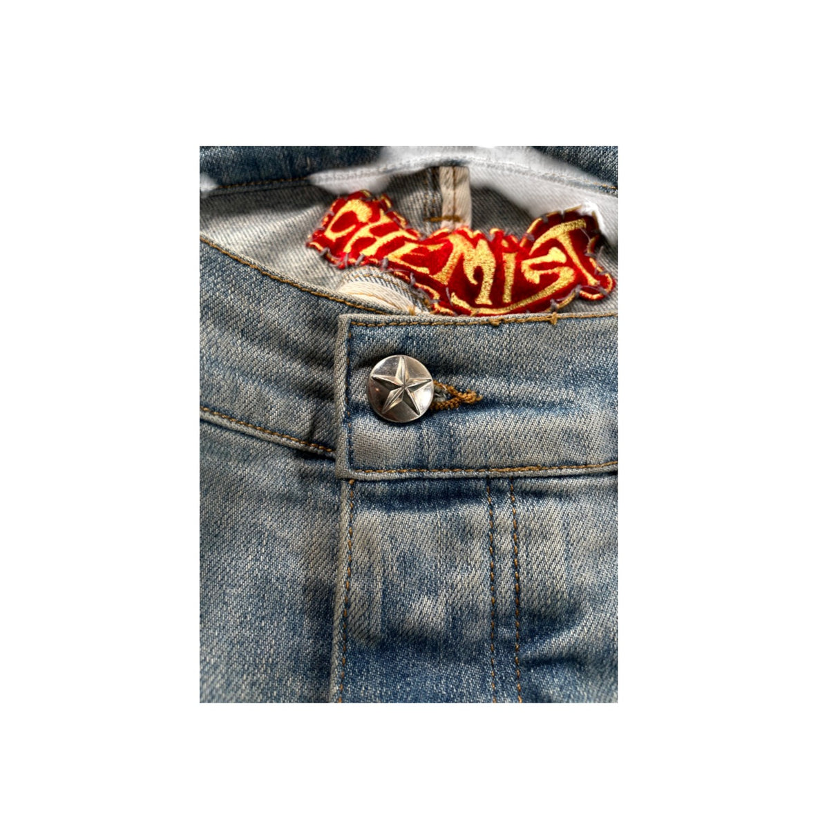Amiri Chemist Stars Light Wash & Orange Jeans
