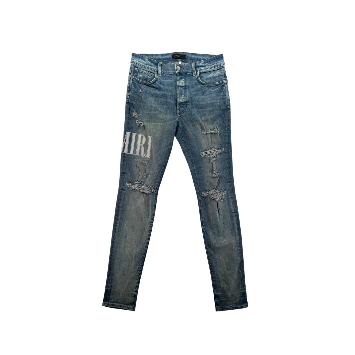 Amiri Side Logo Light Wash & White Jeans