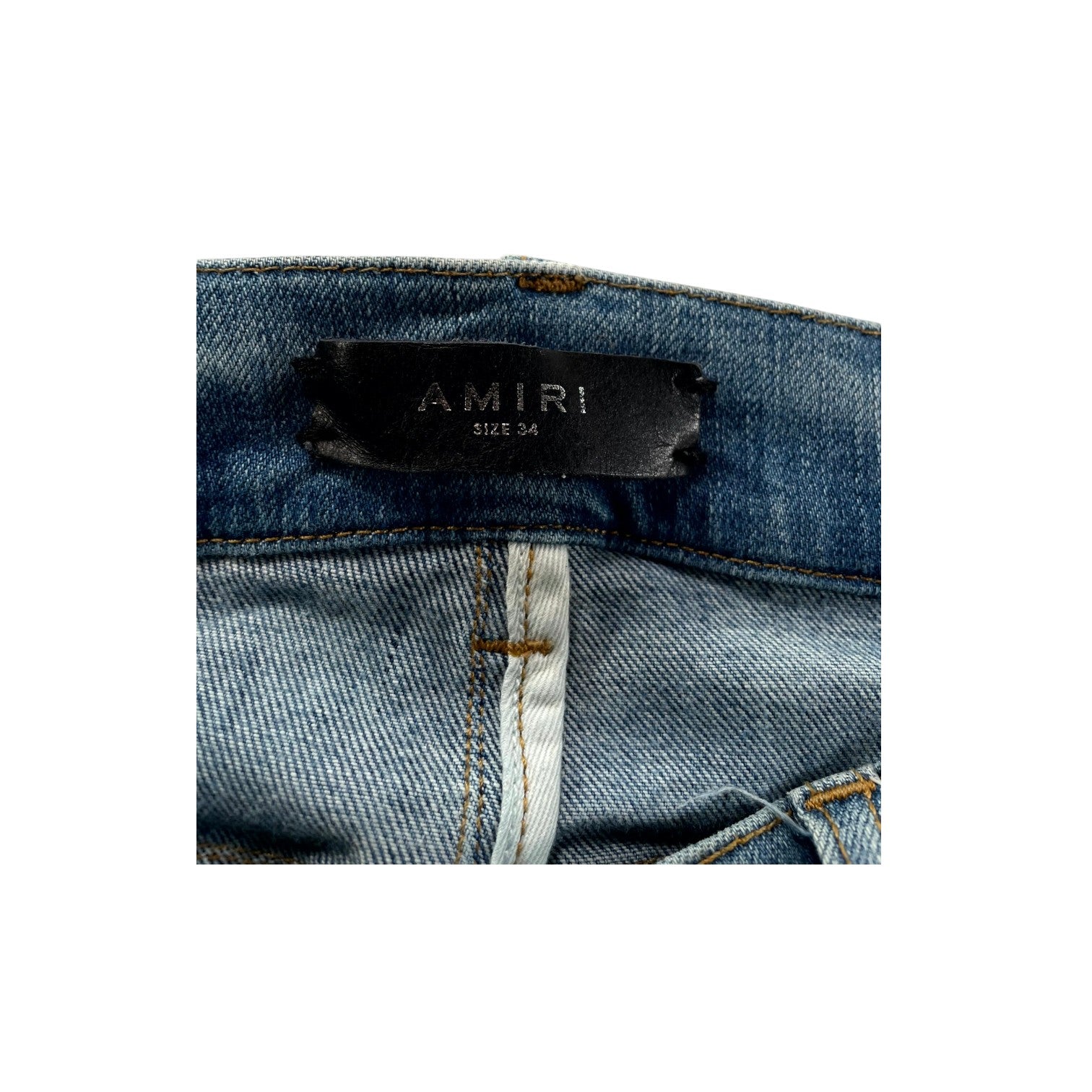 Amiri Side Logo Light Wash & White Jeans