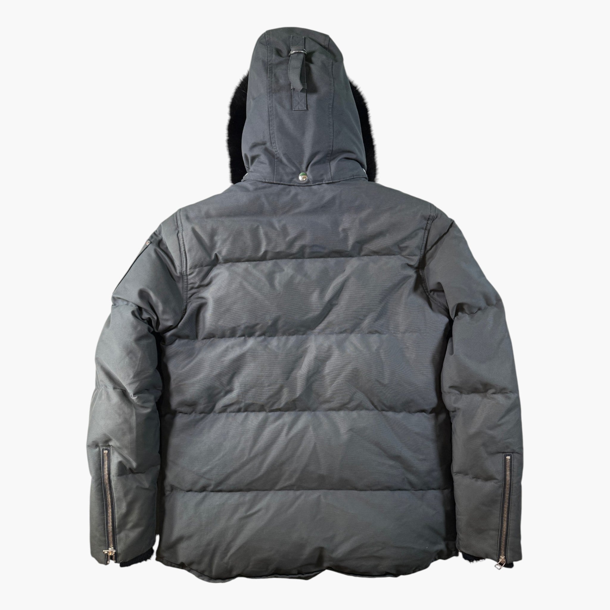 Moose Knuckles Grey & Black Fur Parka Jacket