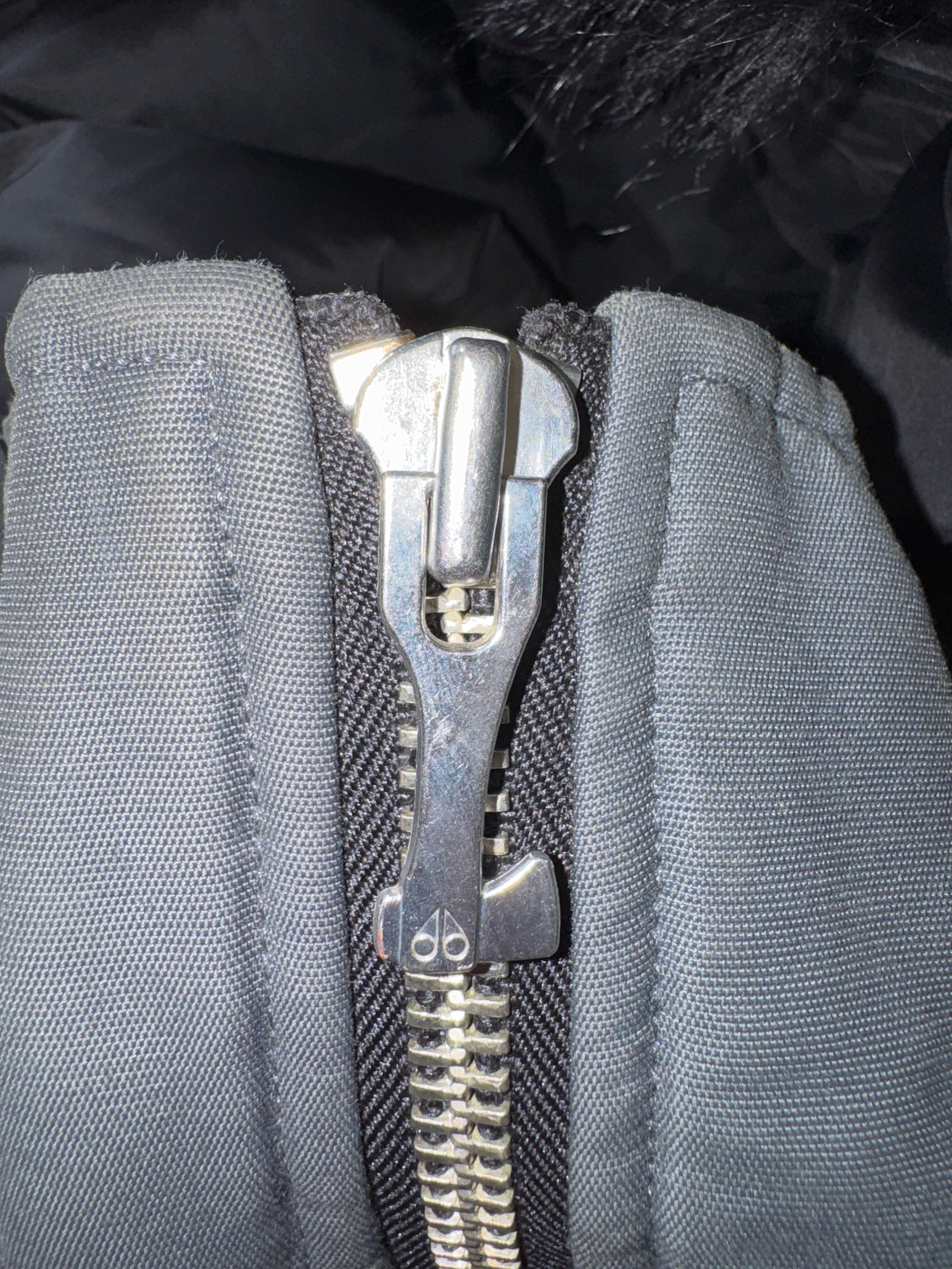 Moose Knuckles Grey & Black Fur Parka Jacket
