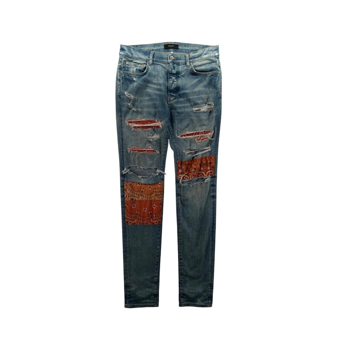 Amiri Paisley Patchwork Orange Jeans