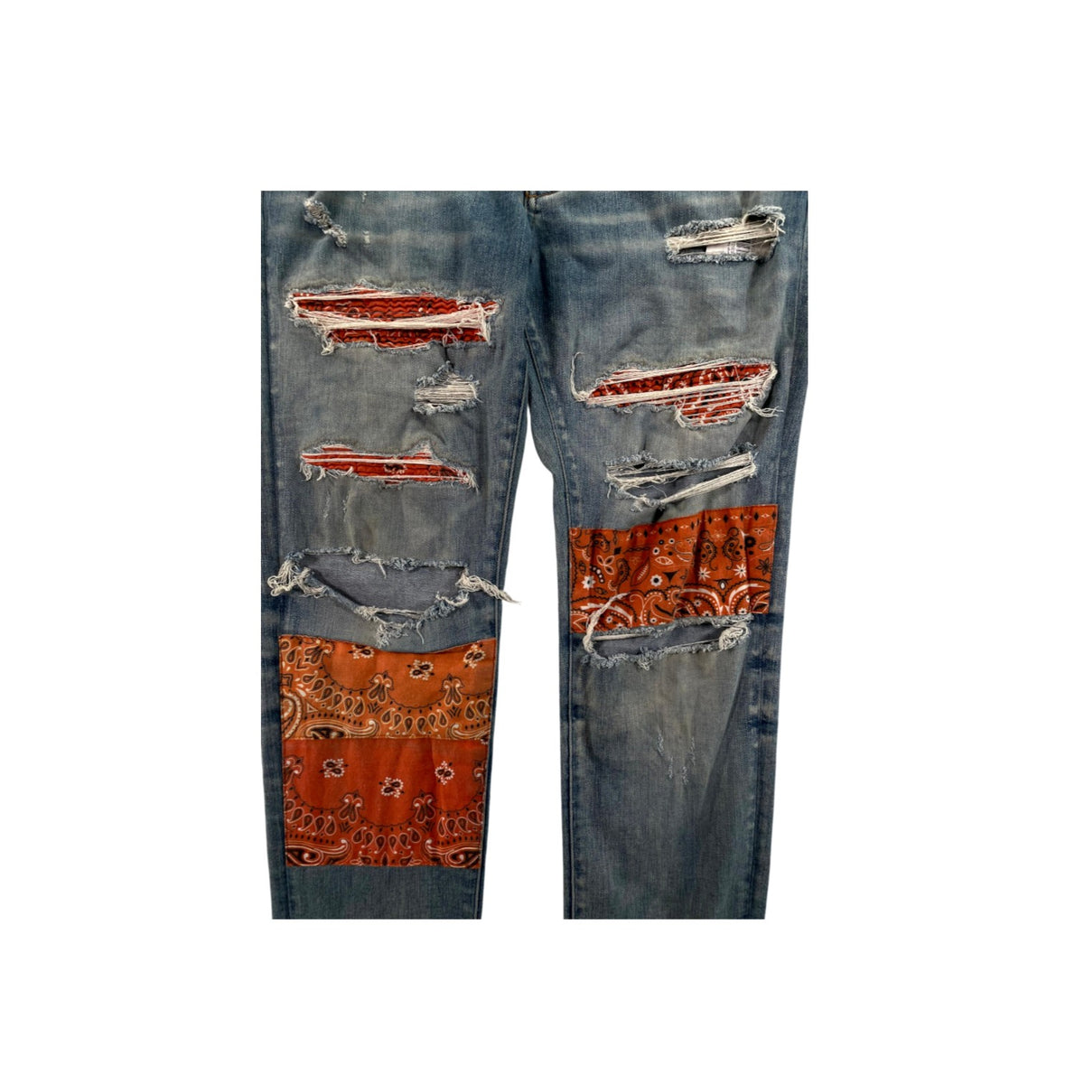 Amiri Paisley Patchwork Orange Jeans