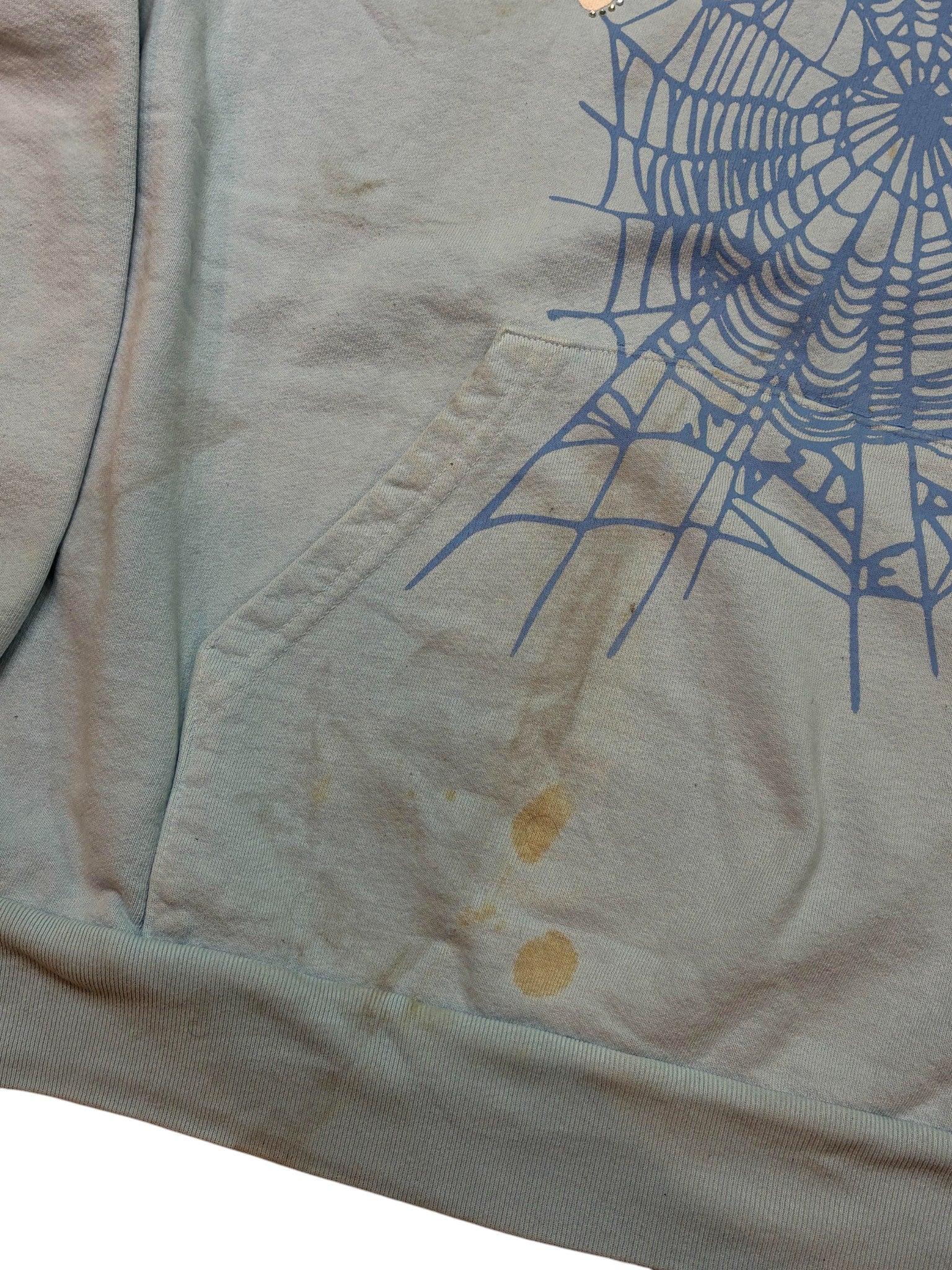 Sp5der Grey Blue Rhinestone Hoodie
