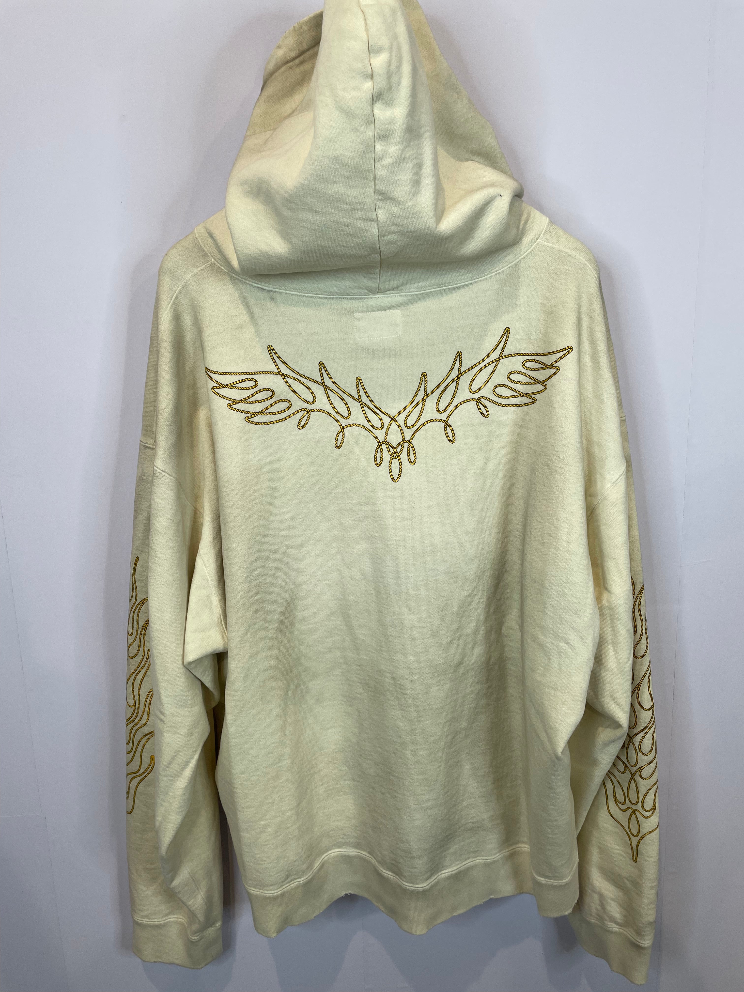 KAMIYA Distressed Flames Zip Up Beige Used XL