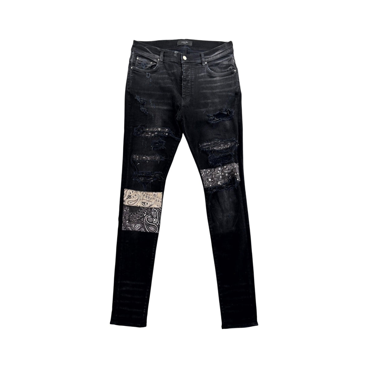 Amiri Vintage Paisley Patchwork Black Wash Jeans