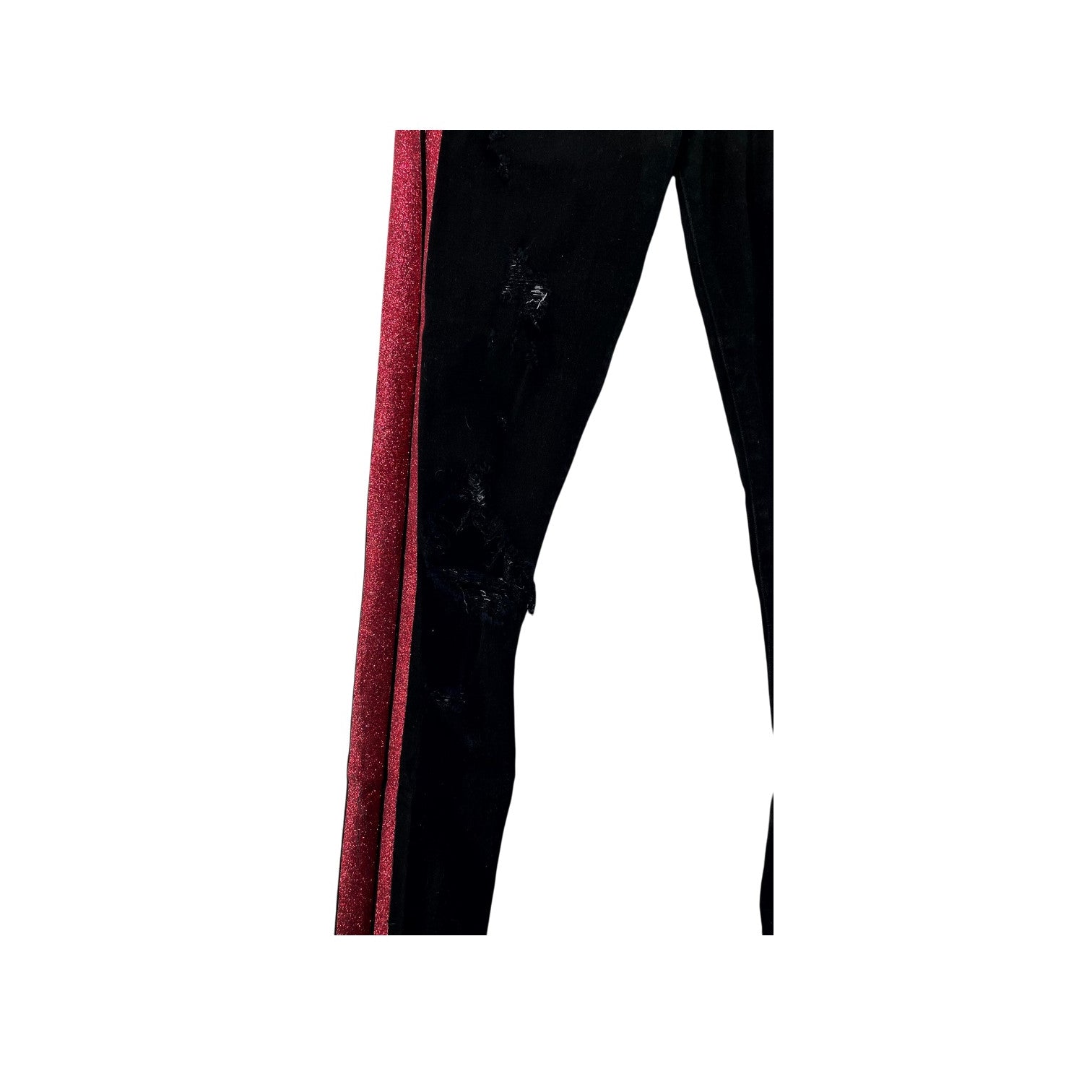 Amiri Glitter Stripe Black & Red Jeans