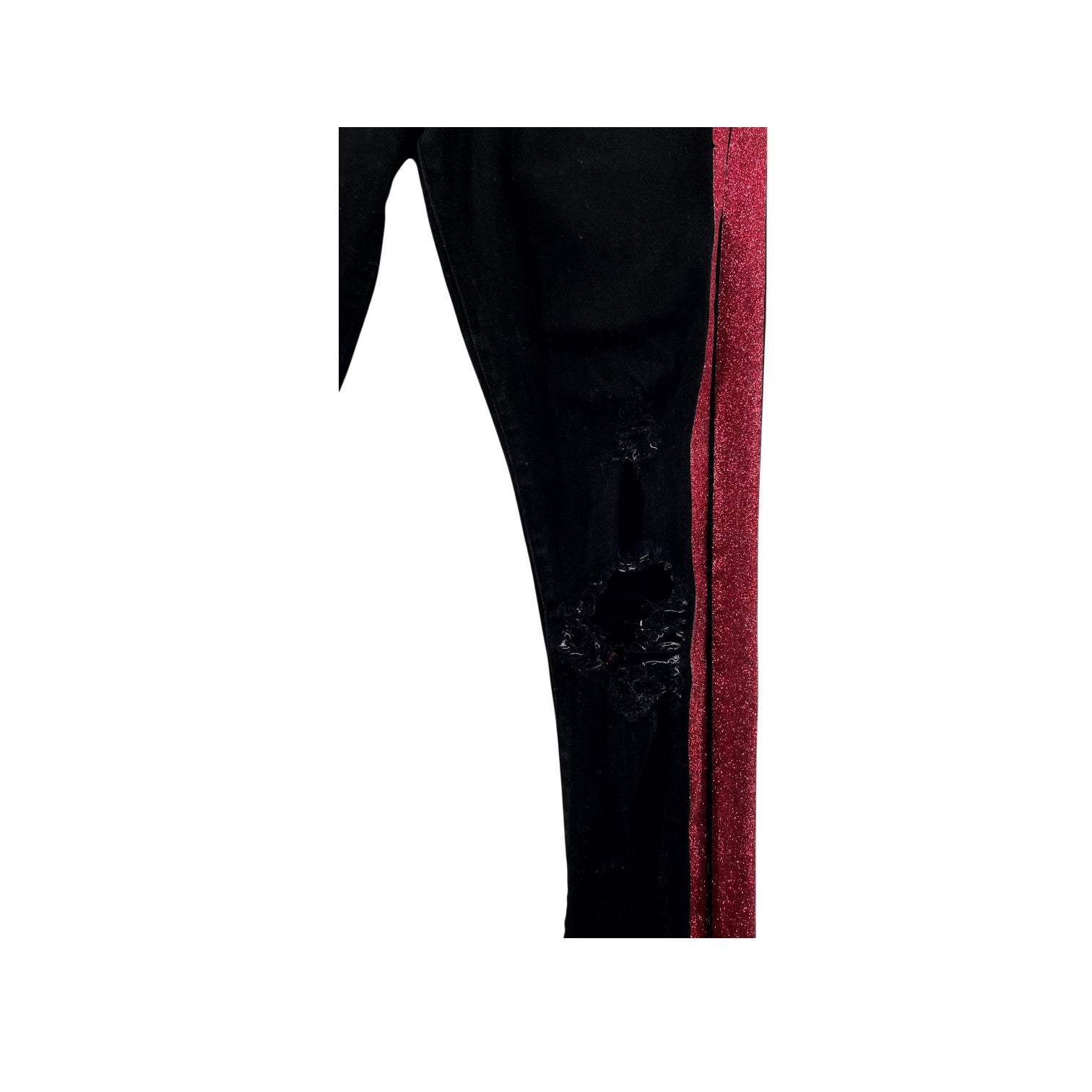 Amiri Glitter Stripe Black & Red Jeans
