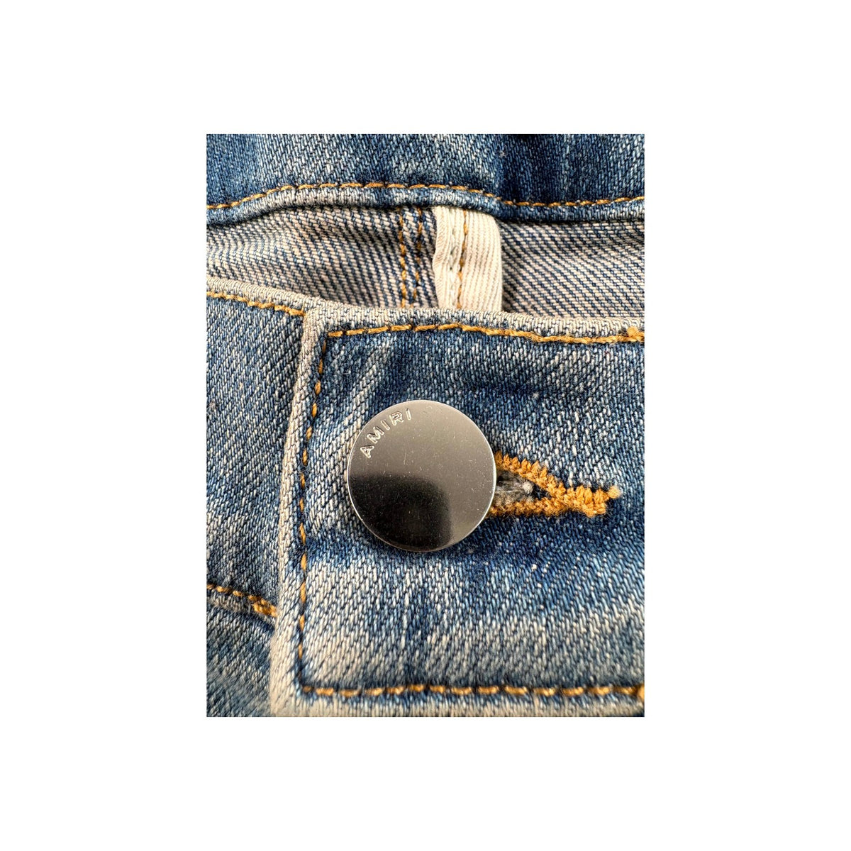 Amiri "MX2" Patch Light Wash, Orange & Blue Jeans