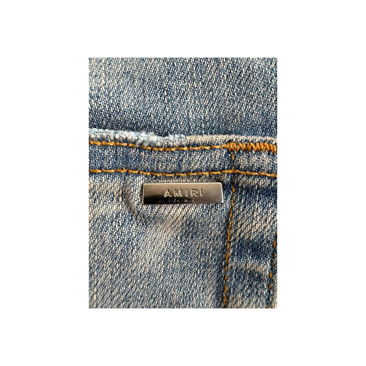 Amiri "MX2" Patch Light Wash, Orange & Blue Jeans
