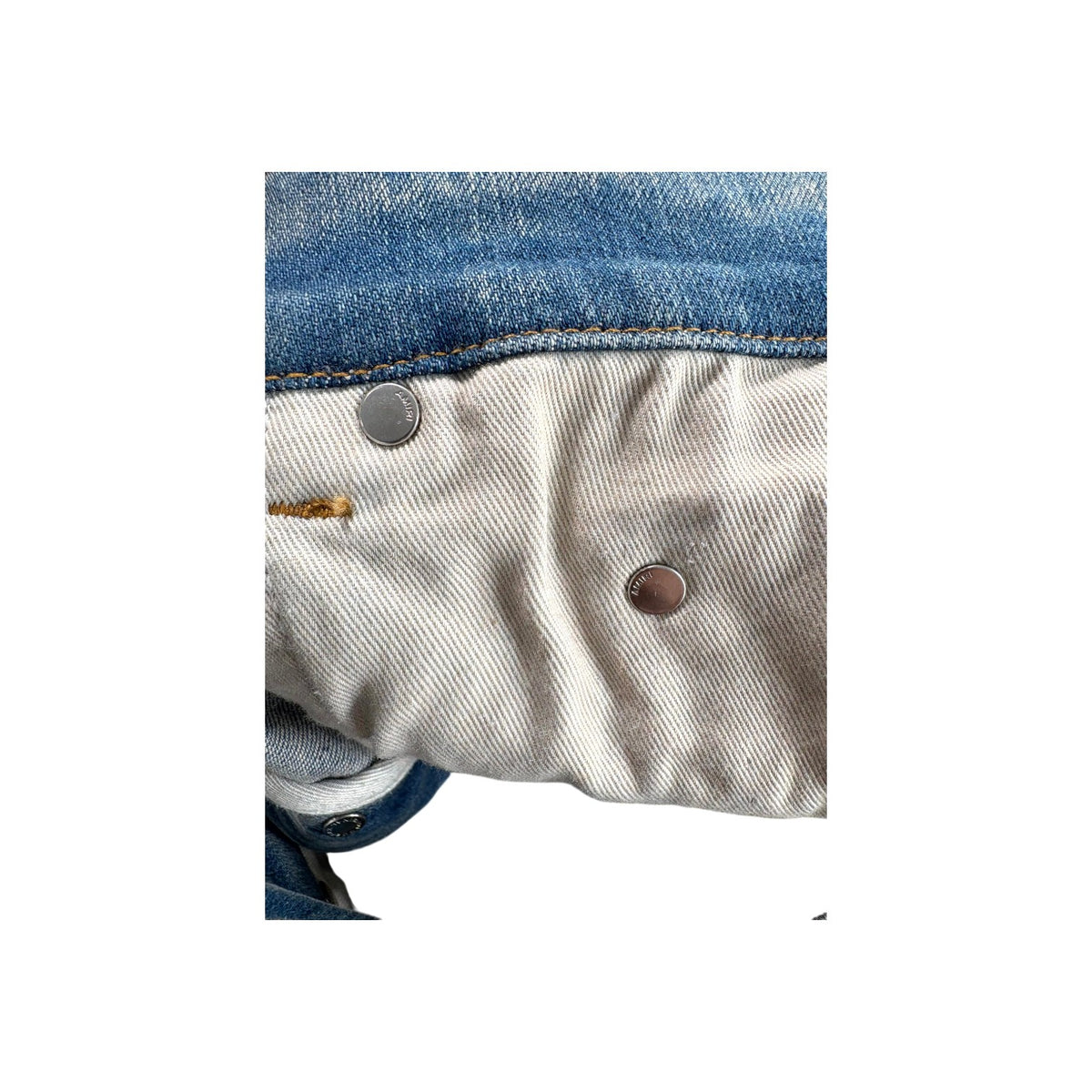 Amiri "MX2" Patch Light Wash, Orange & Blue Jeans