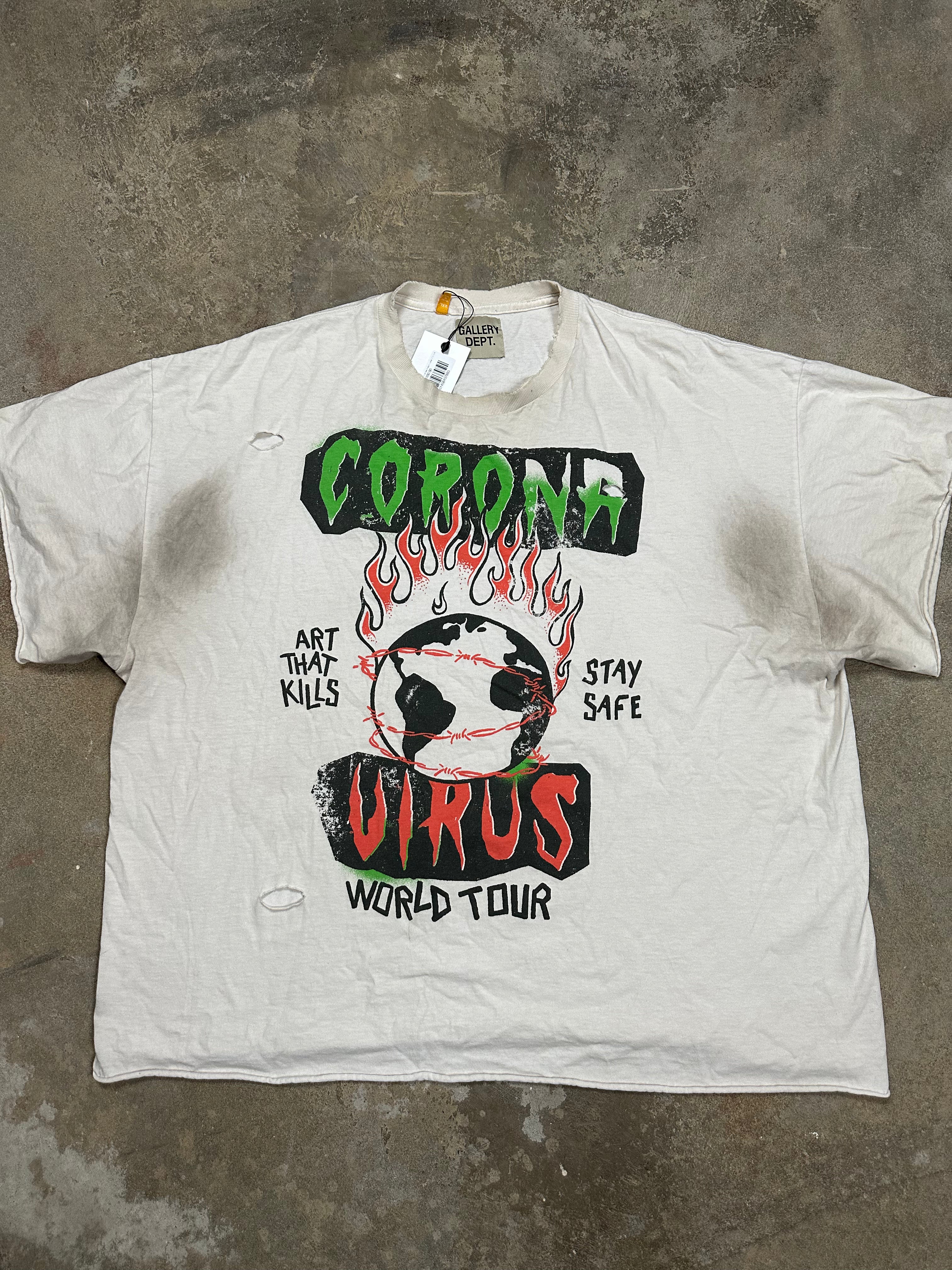 Gallery Dept Corona Virus Tee Cream Used XXL