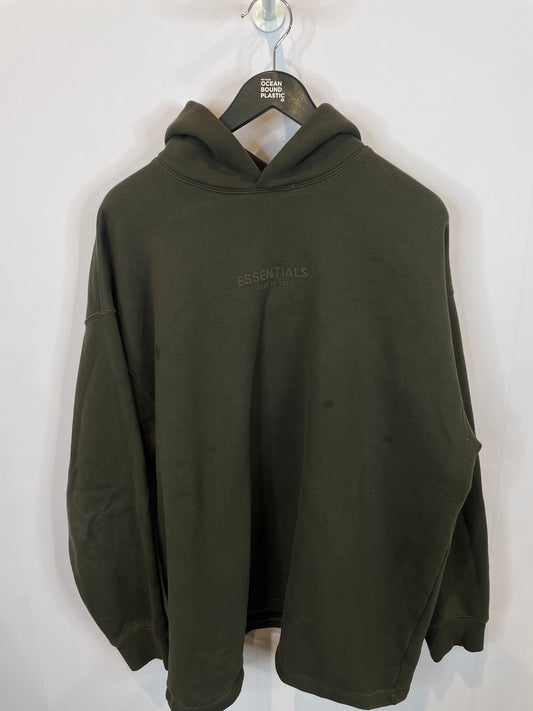 Essentials Relaxed Hoodie Dark Olive Used Large