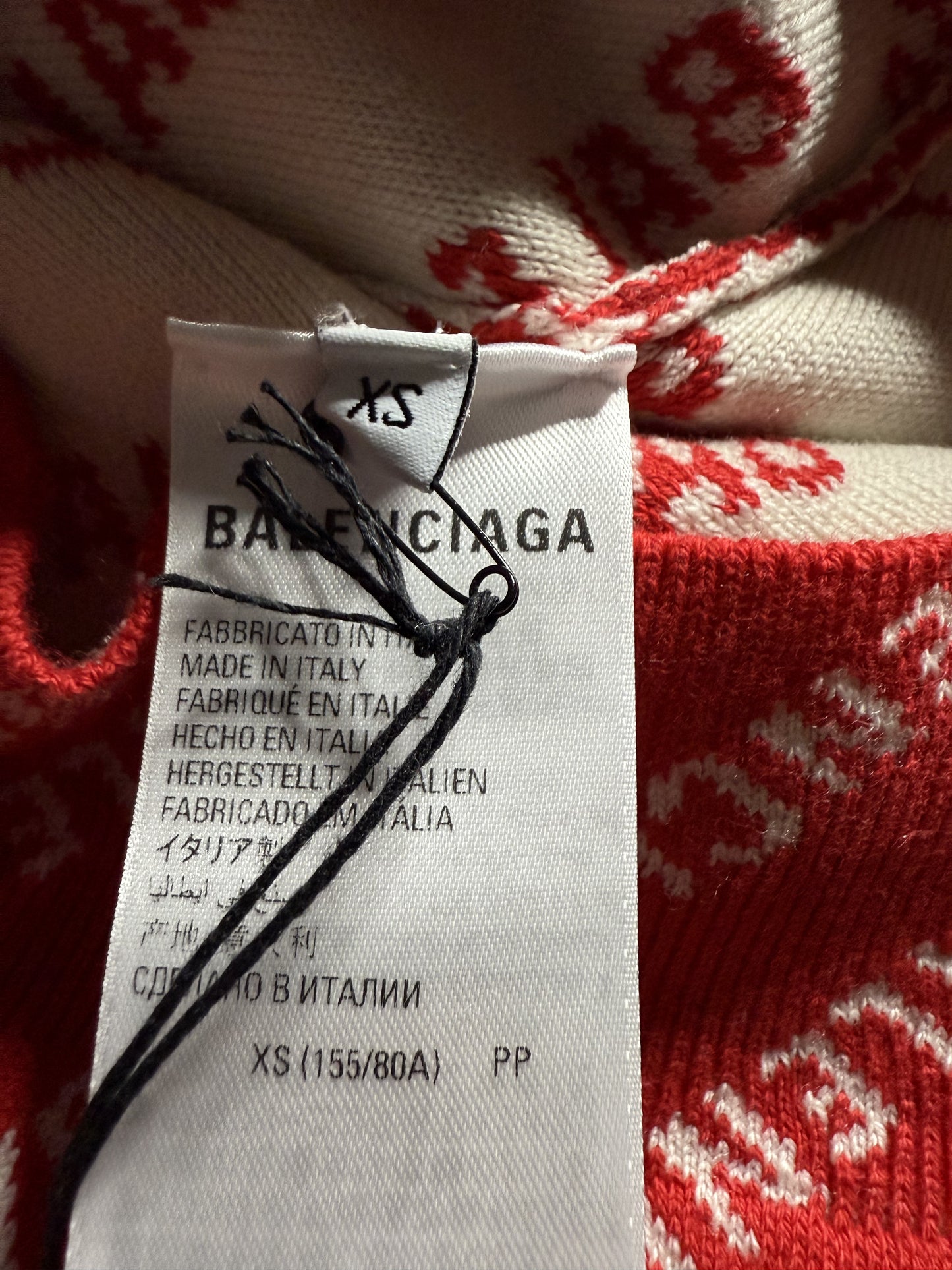 Balenciaga White Red Knit Sweater New XS