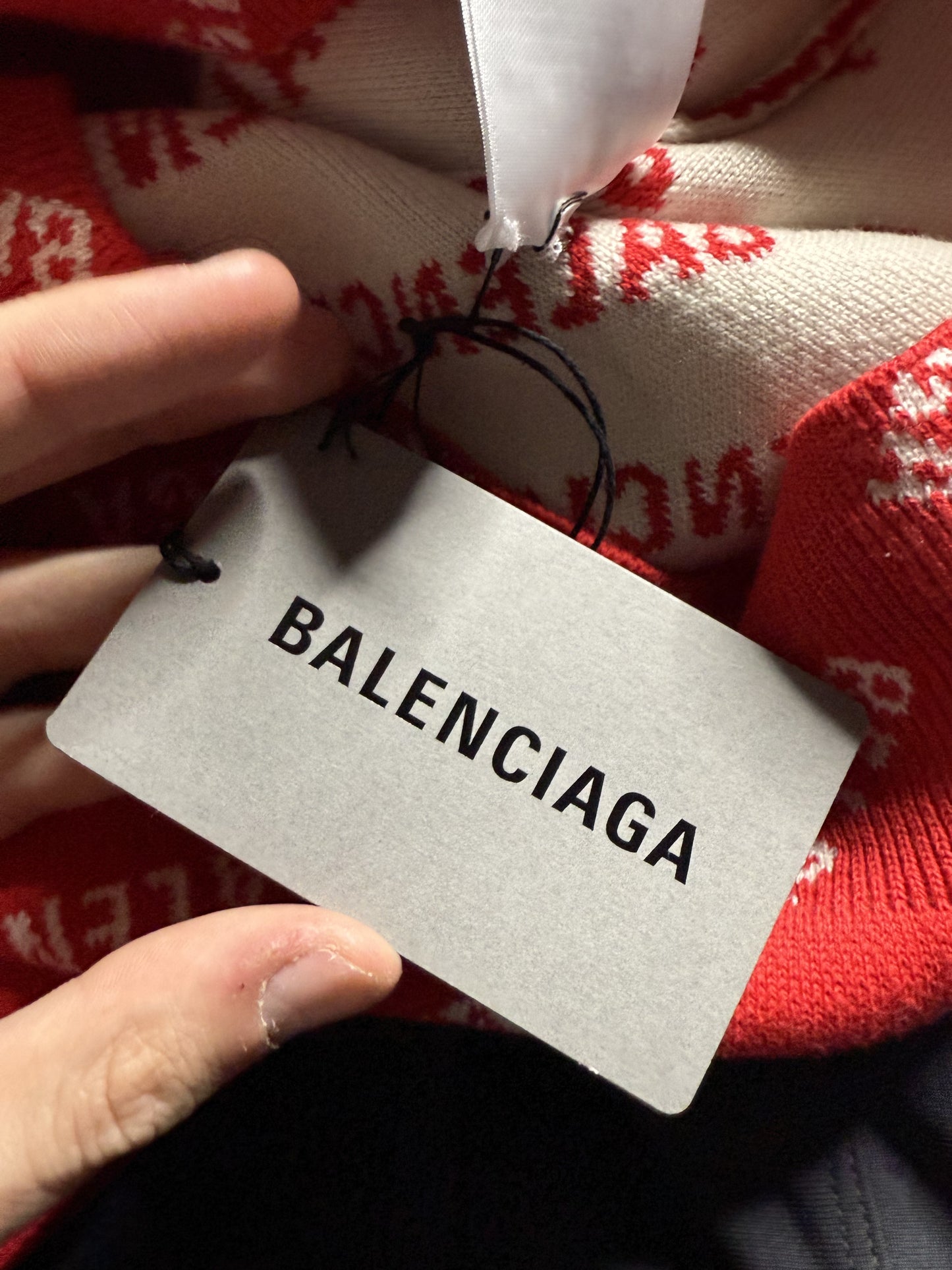 Balenciaga White Red Knit Sweater New XS