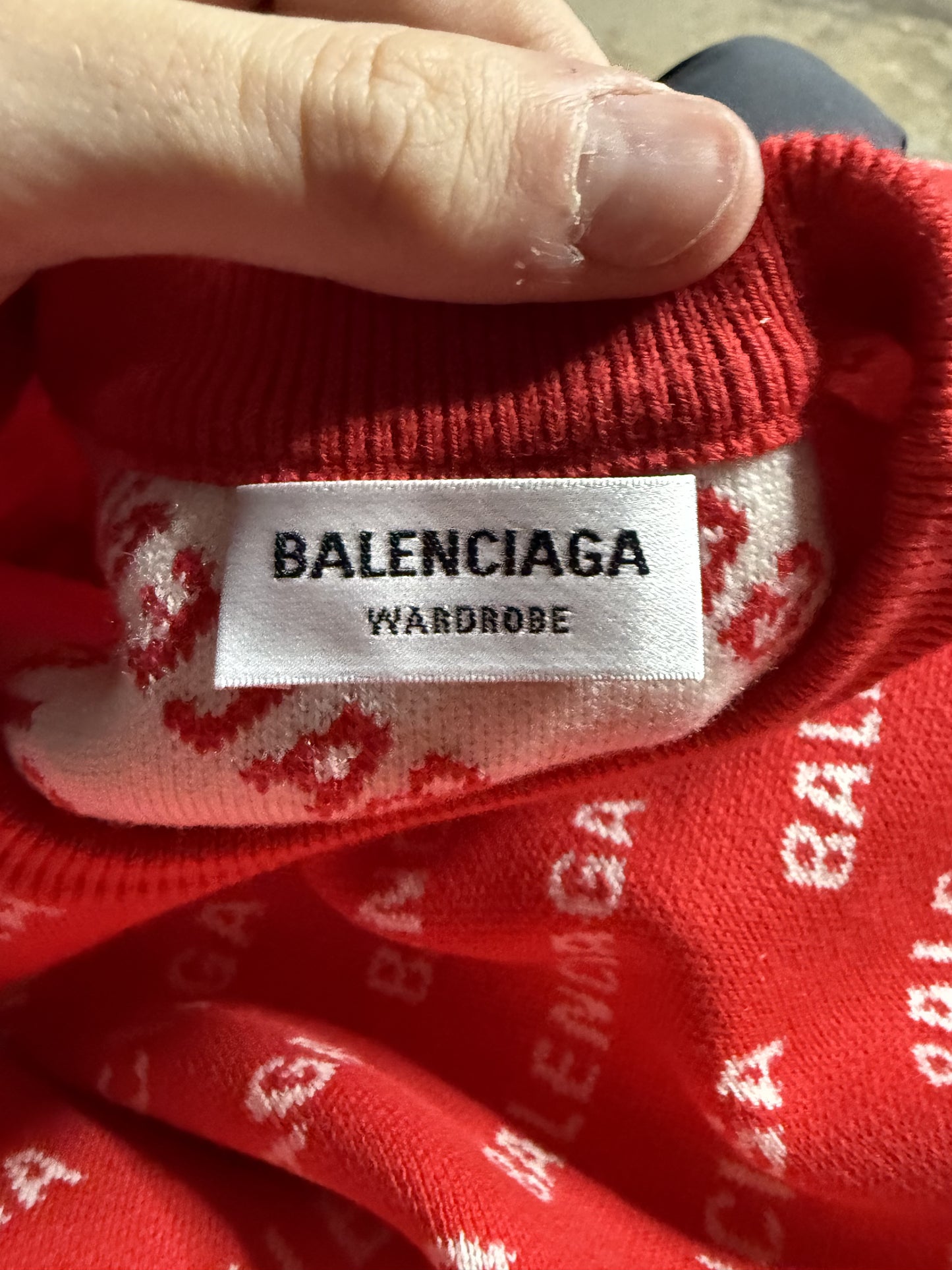 Balenciaga White Red Knit Sweater New XS