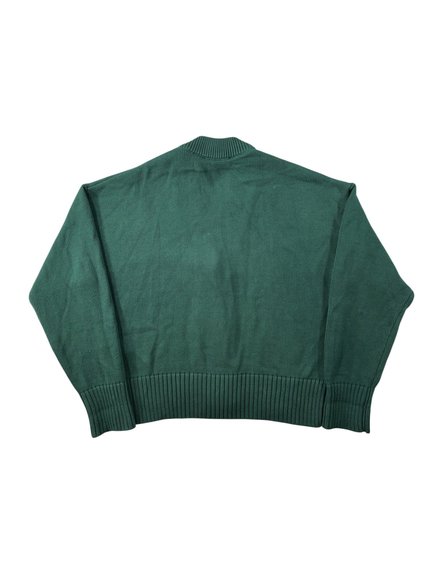 Ami Button Up Green & Red Cardigan Sweater