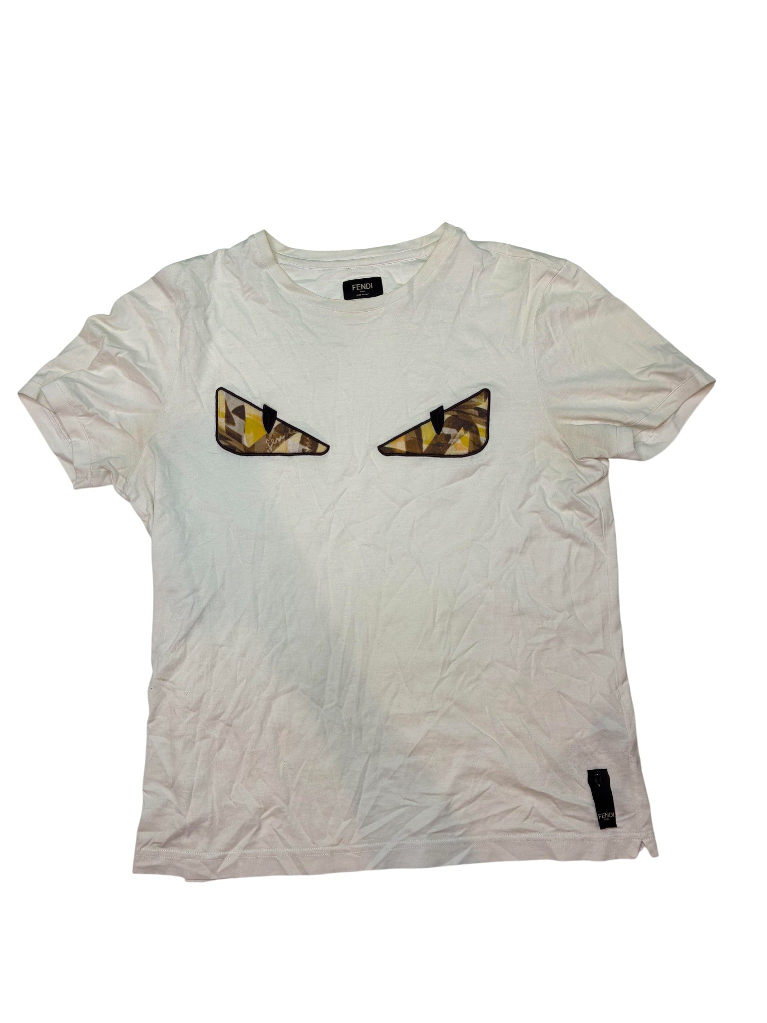 Fendi Eye Moster White Yellow Tee