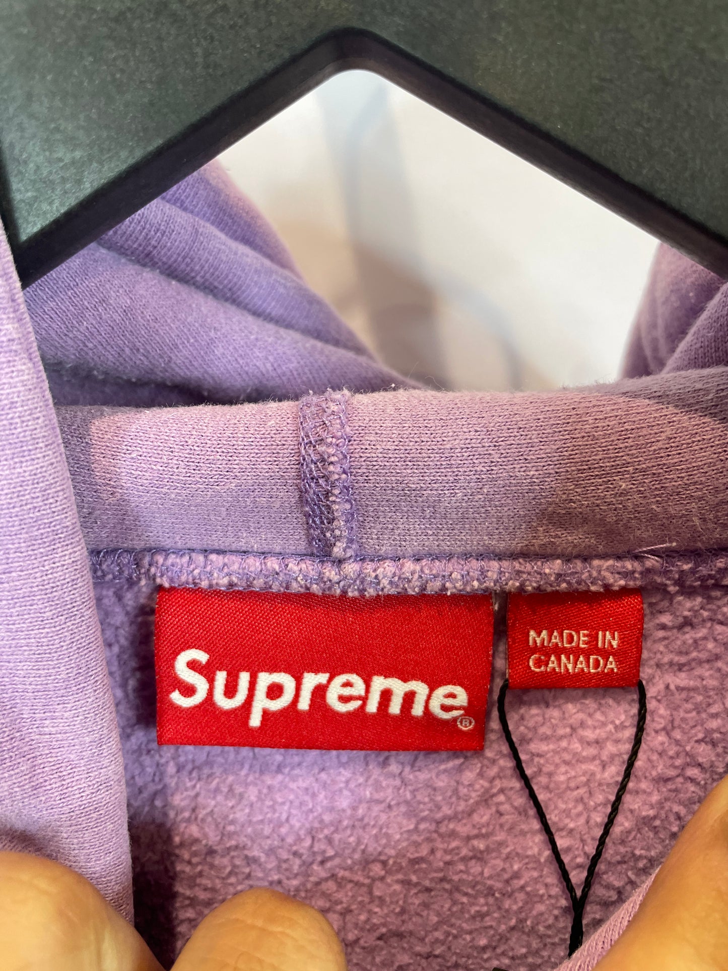 Supreme Sleeve Logo Hoodie Purple White Used Medium