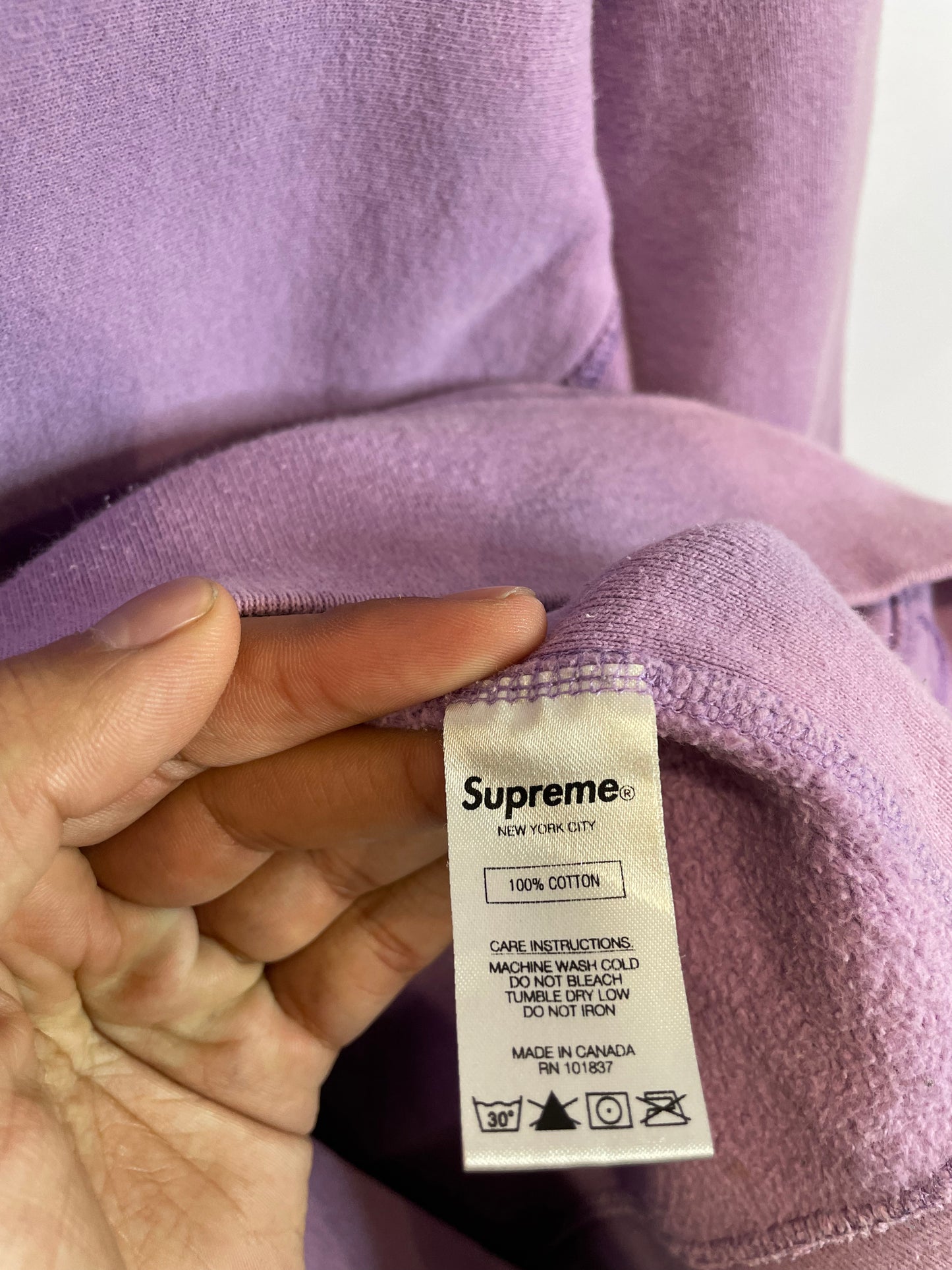 Supreme Sleeve Logo Hoodie Purple White Used Medium