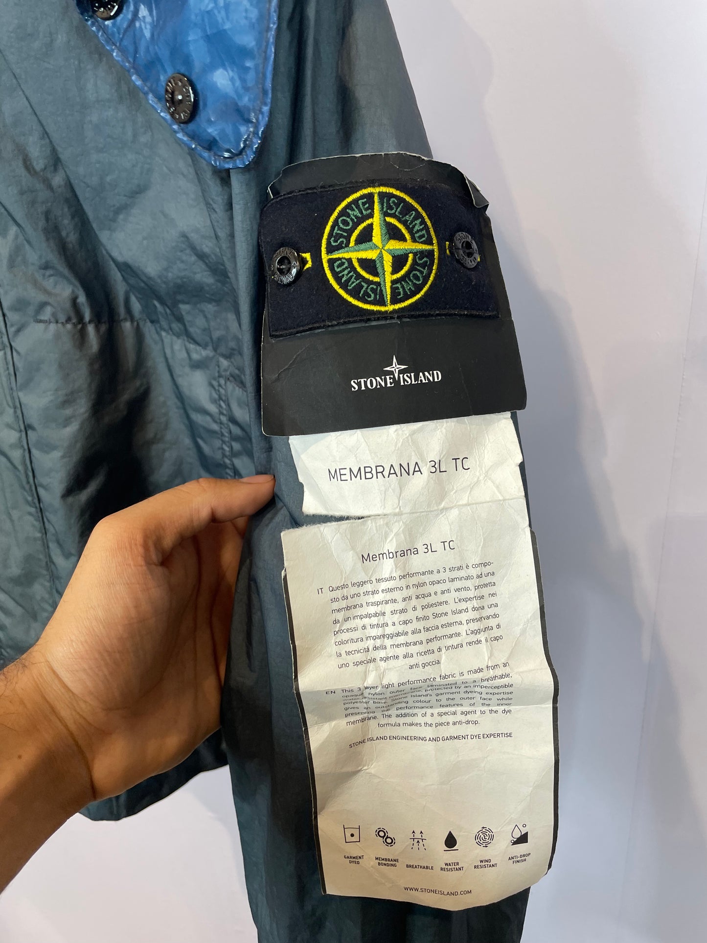 Stone Island Rain Jacket Teal Blue New With Tags Small