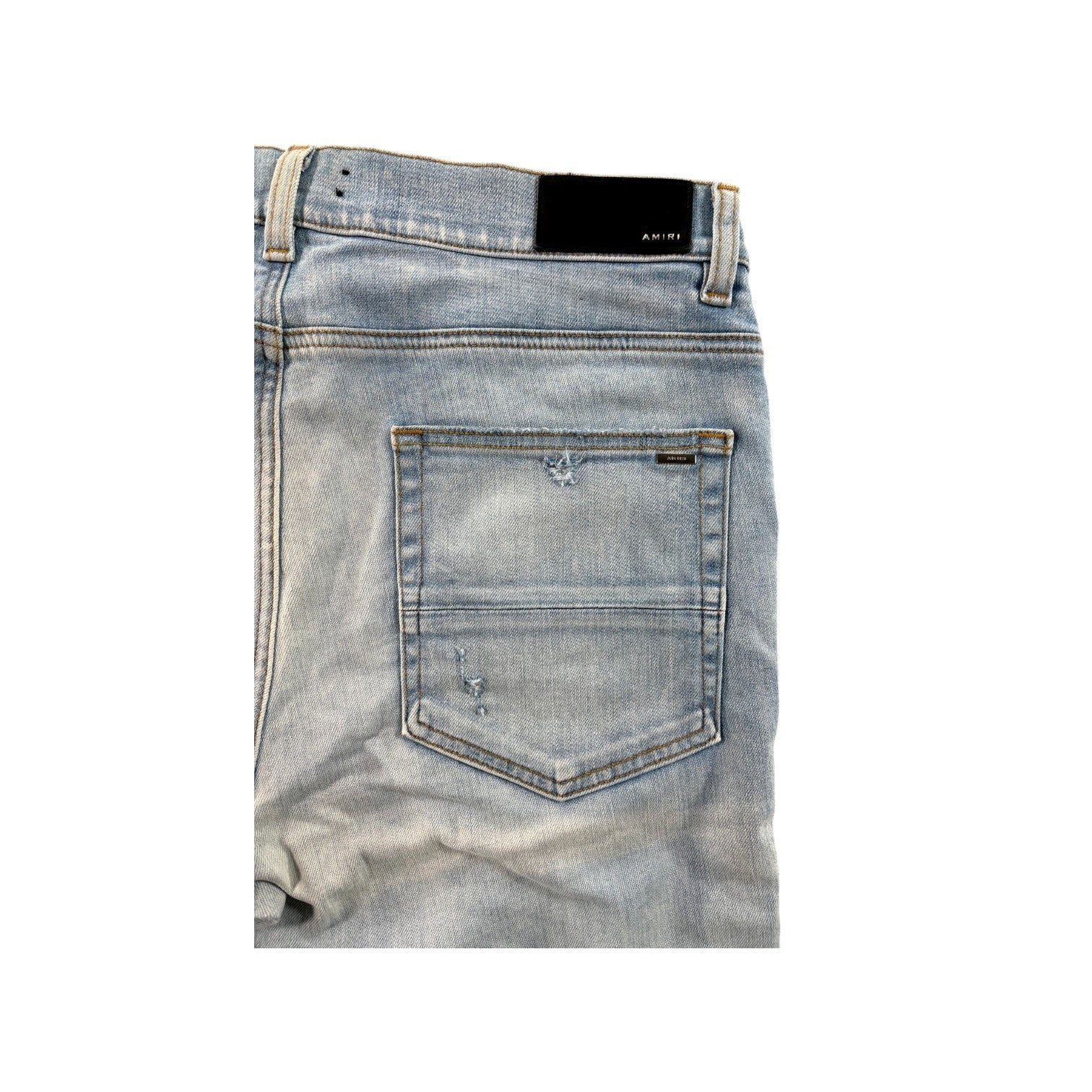 Amiri "MX1" Camo Patch Light Wash Jeans