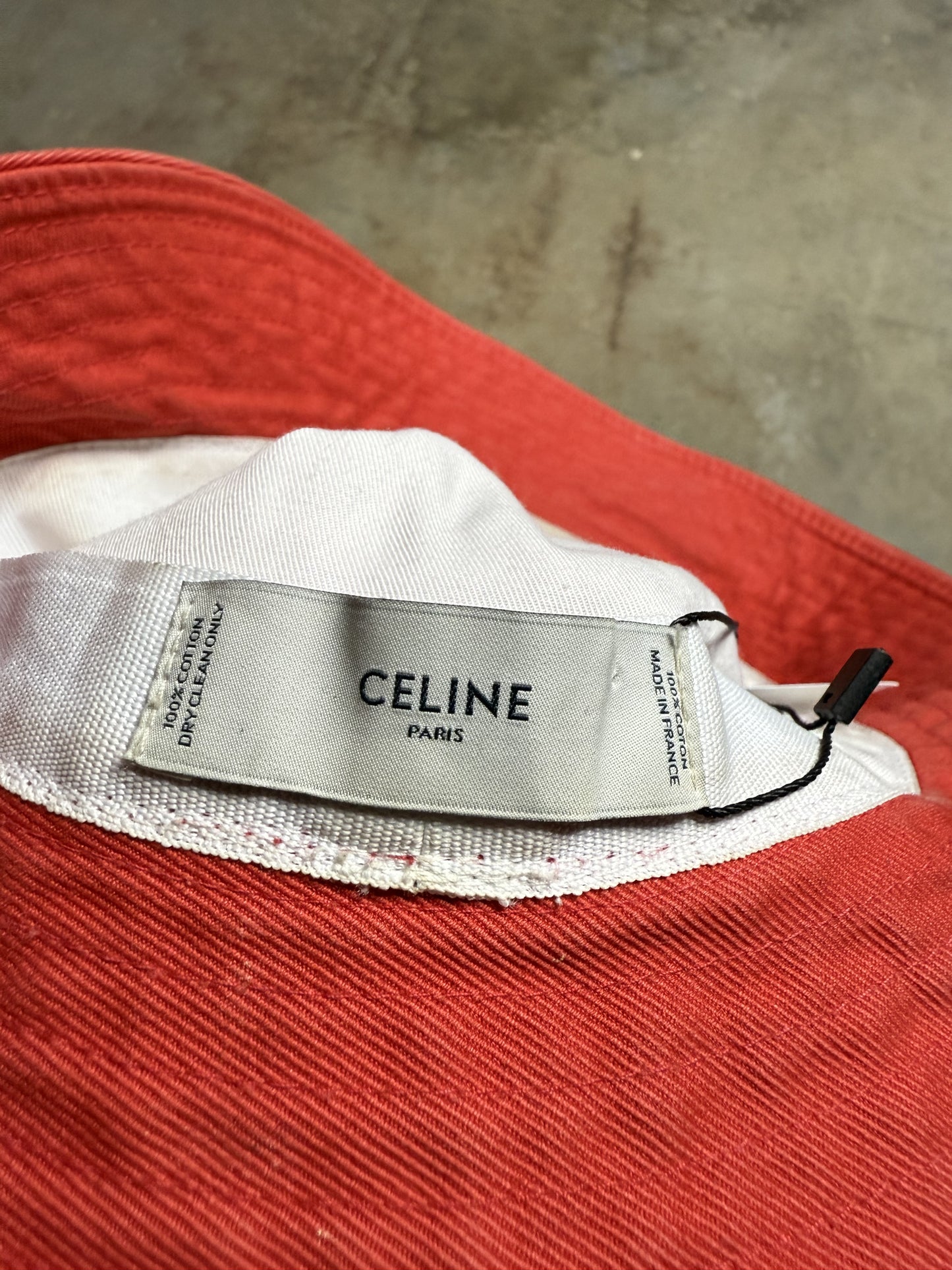 Celine Bucket Hat Red White Used OSFM