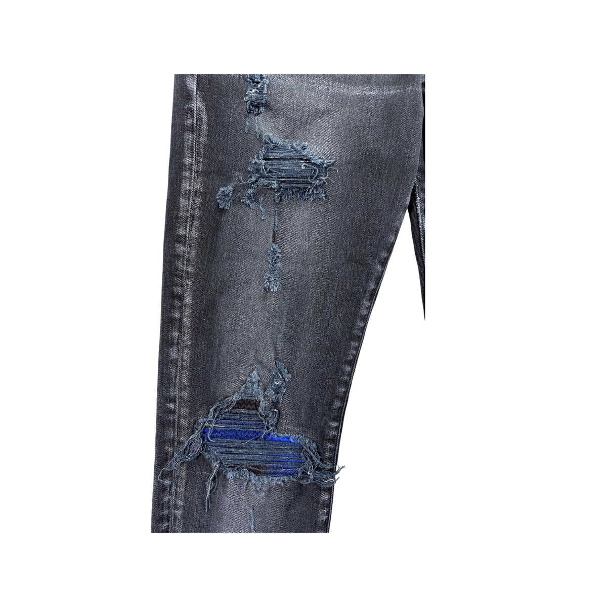 Amiri "MX1" Plaid Patch Black Wash & Blue Jeans