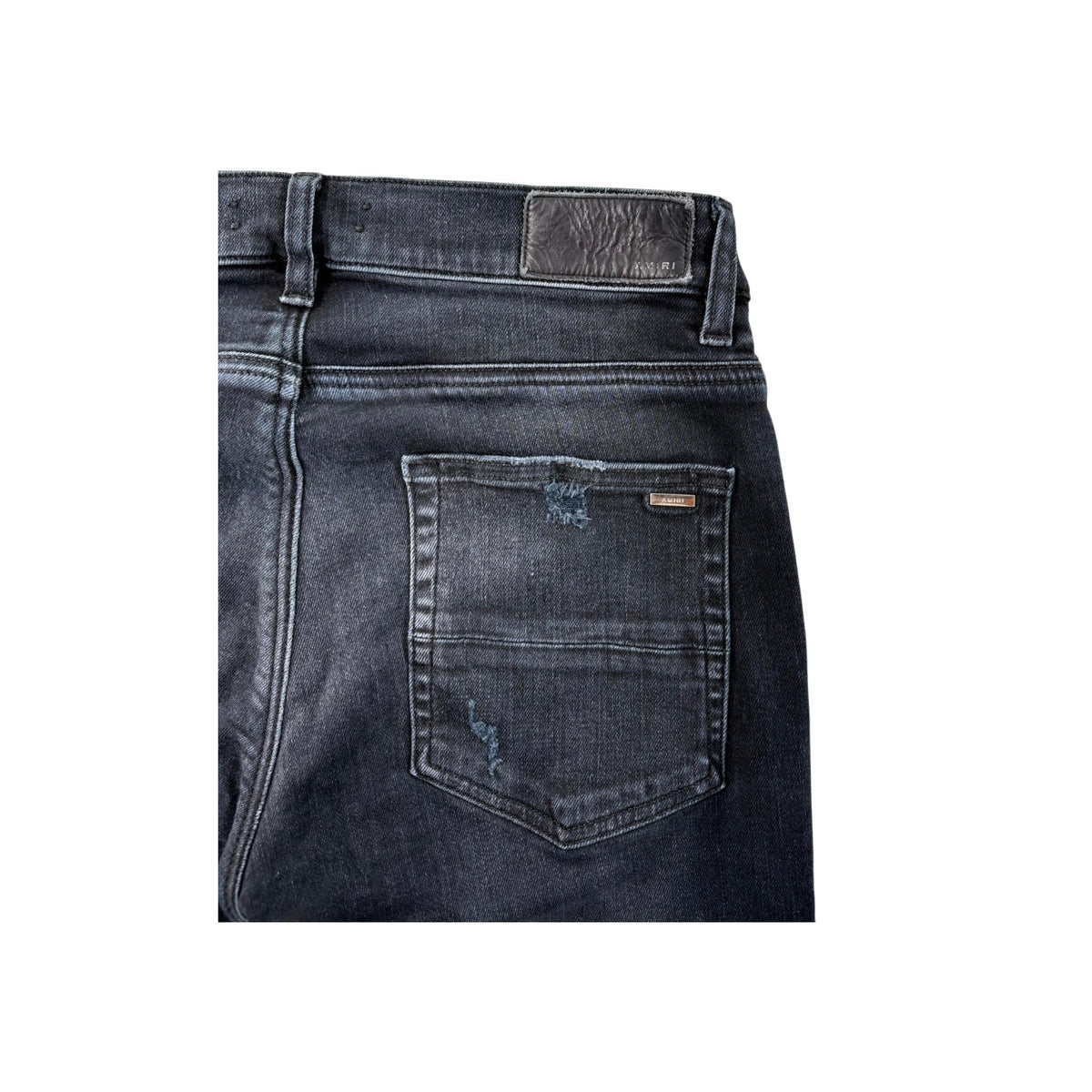 Amiri "MX1" Plaid Patch Black Wash & Blue Jeans