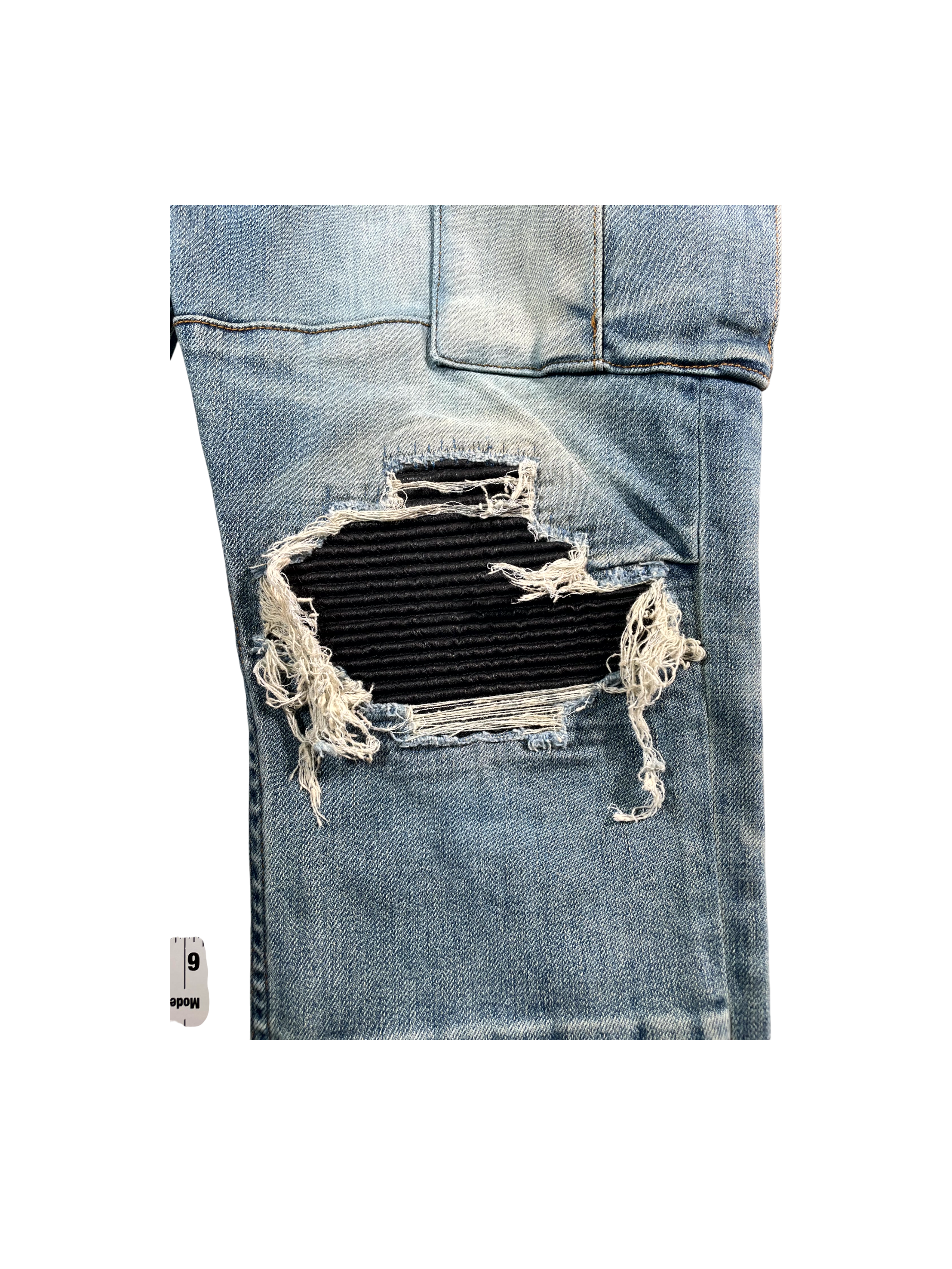 Amiri MX1 Cargo Patch Light Wash & Black Jeans