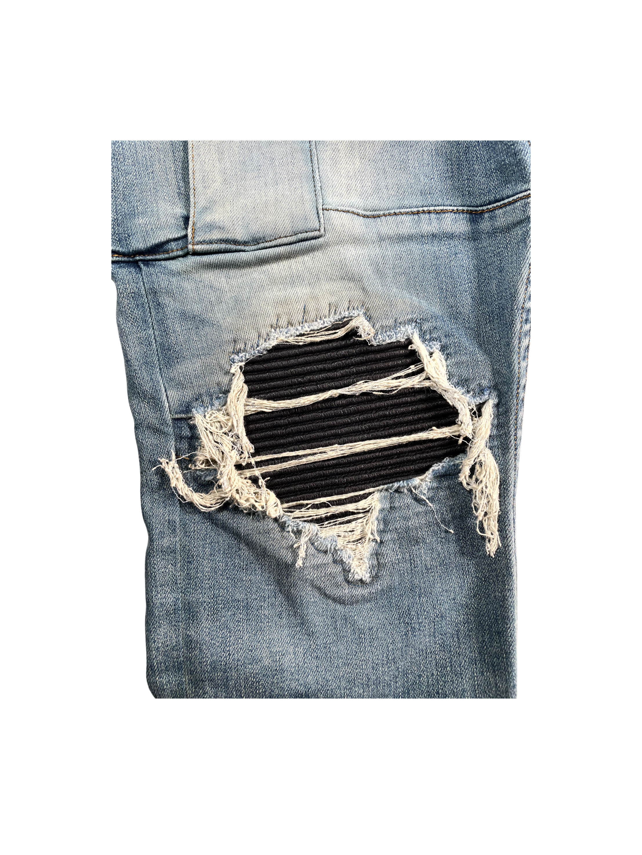Amiri MX1 Cargo Patch Light Wash & Black Jeans