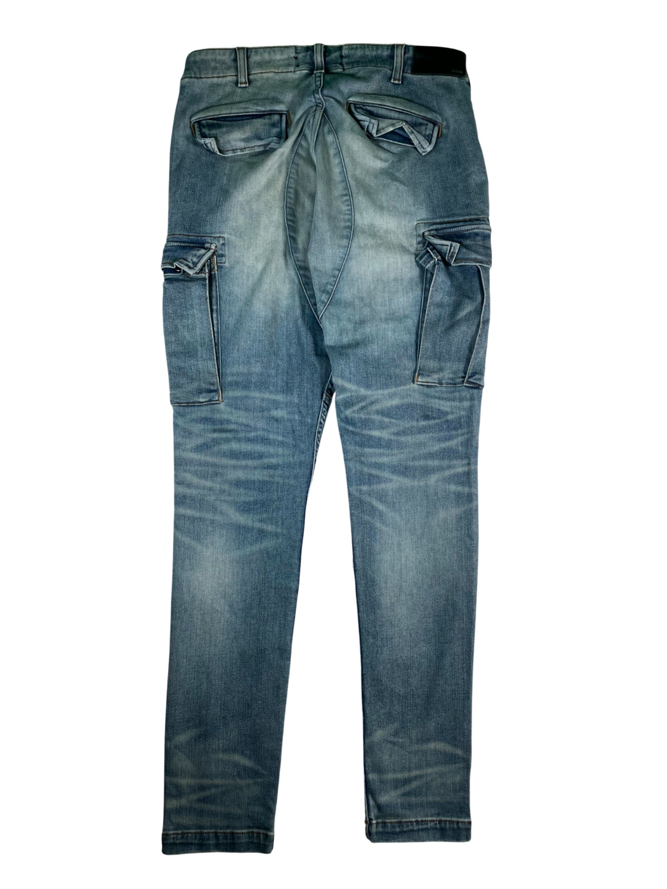 Amiri MX1 Cargo Patch Light Wash & Black Jeans
