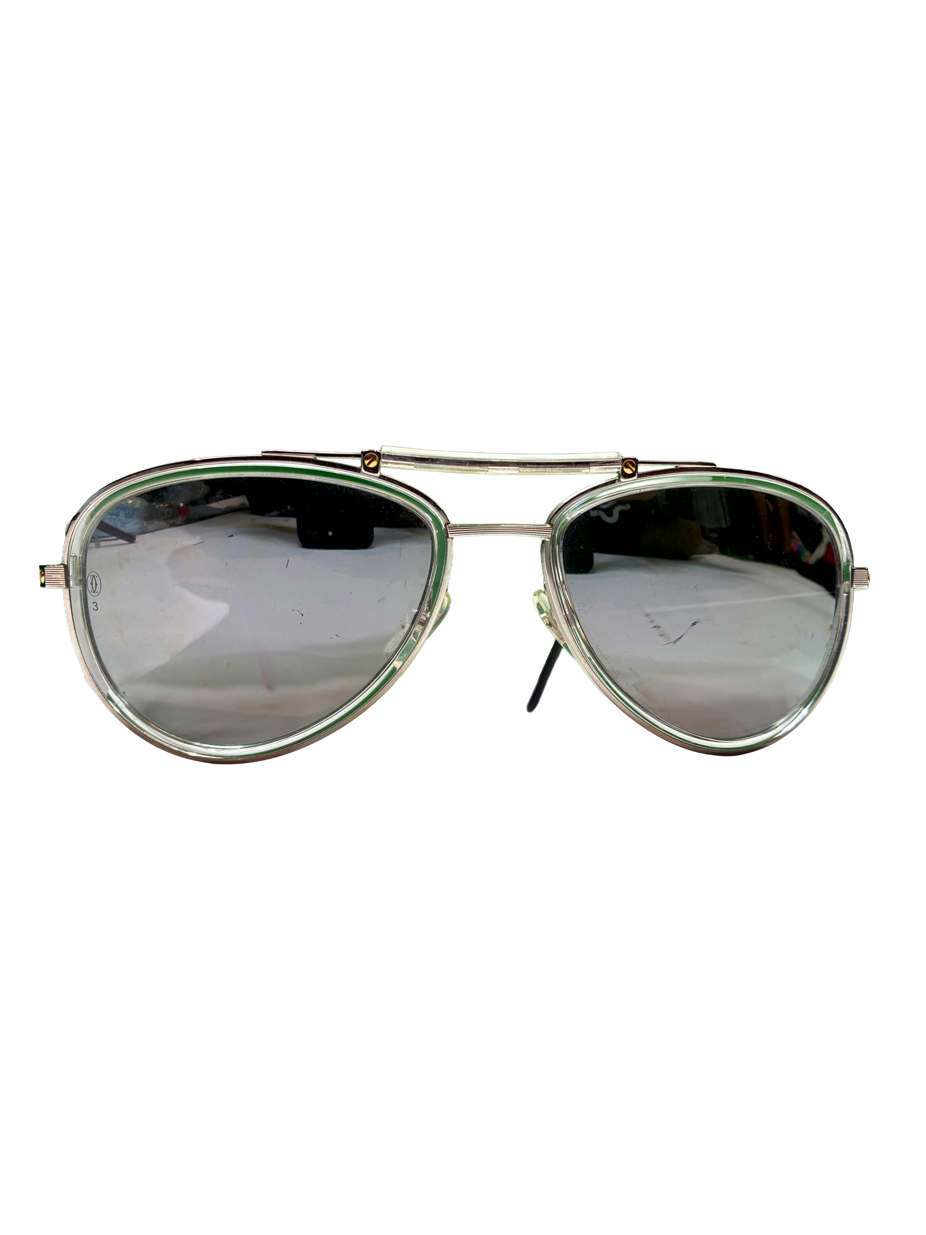 Cartier Frames Grey Aviator Sunglasses