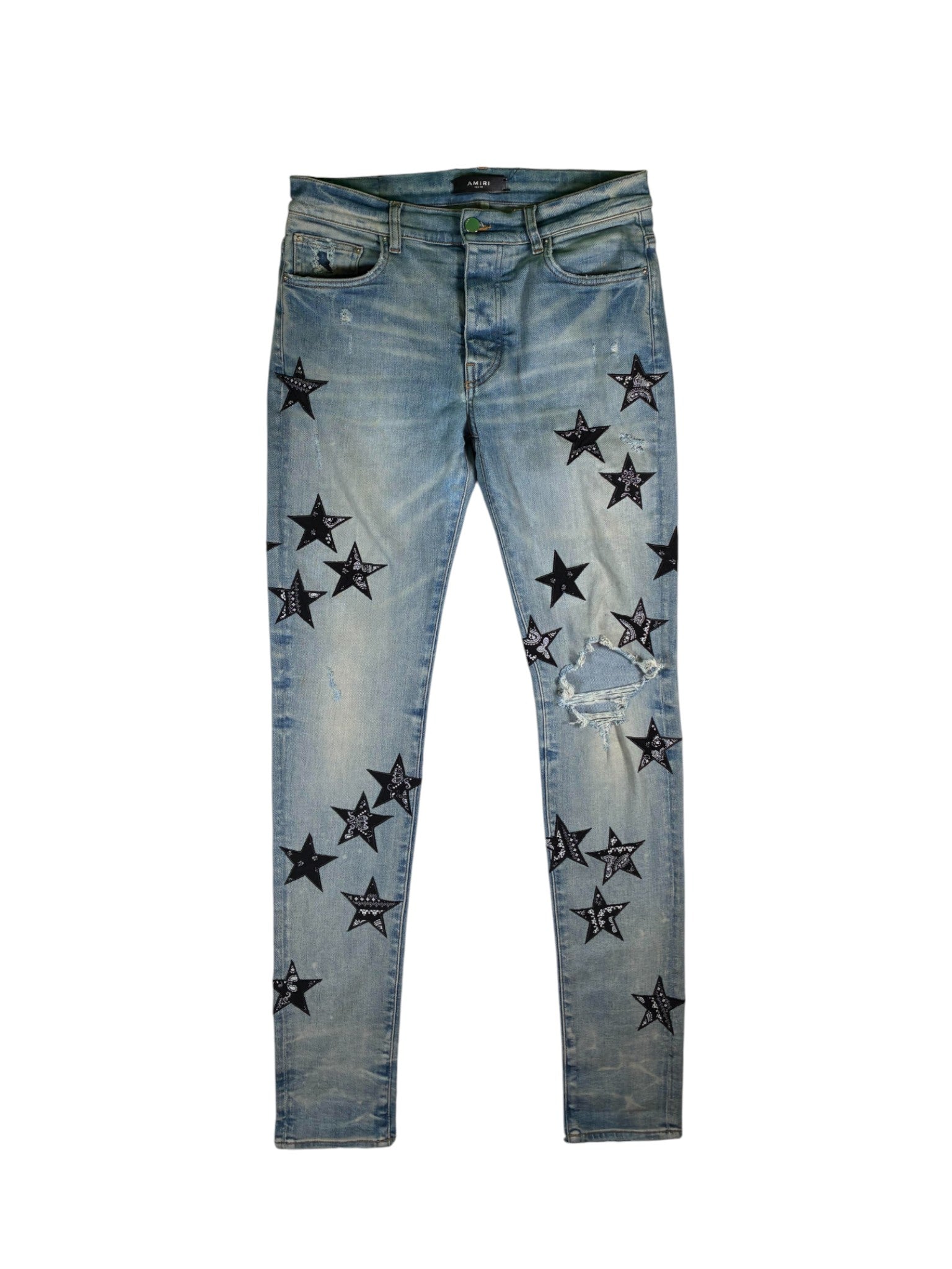 Amiri Star Paisley Light Wash Jeans