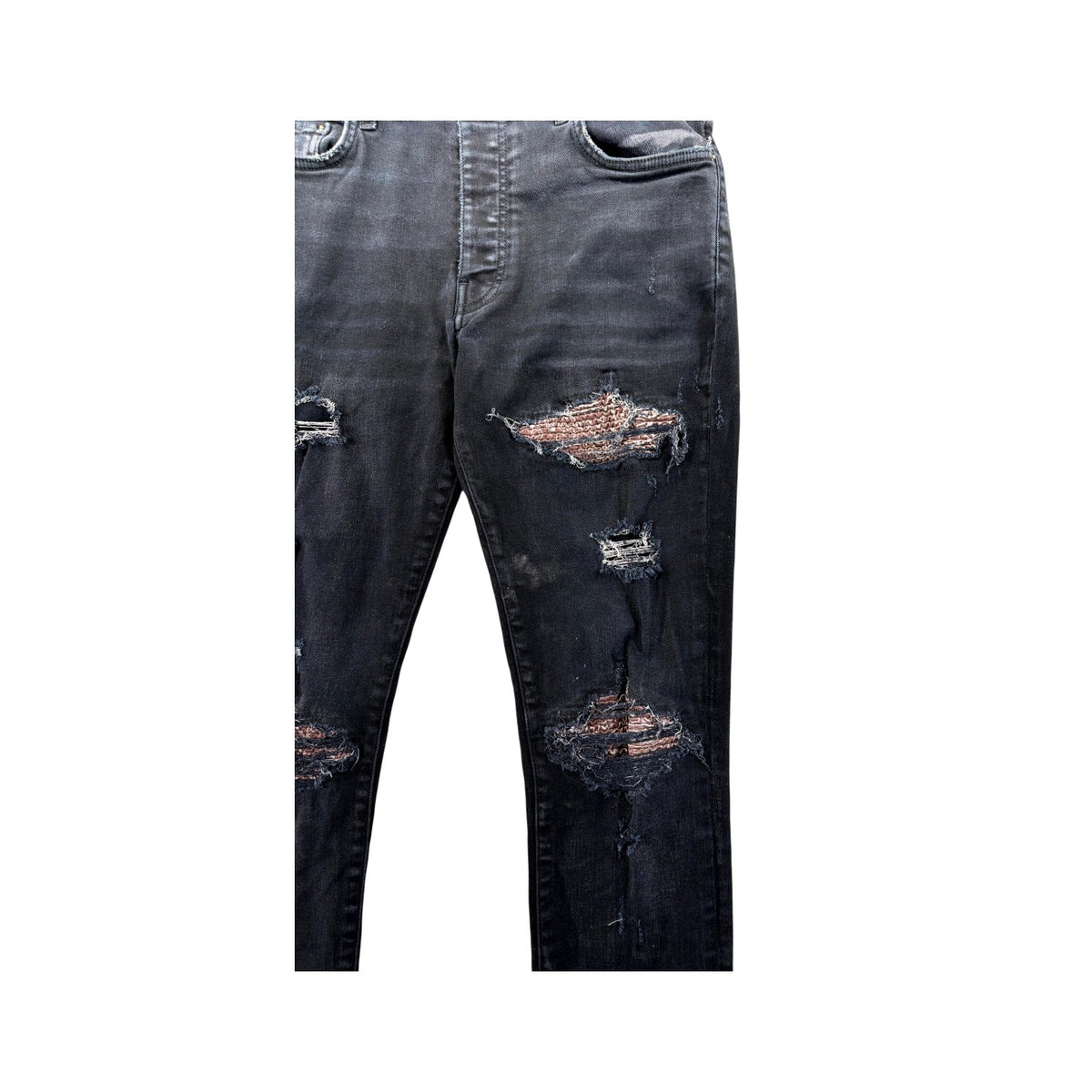 Amiri "MX1" Paisley Patch Black Wash & Brown Jeans