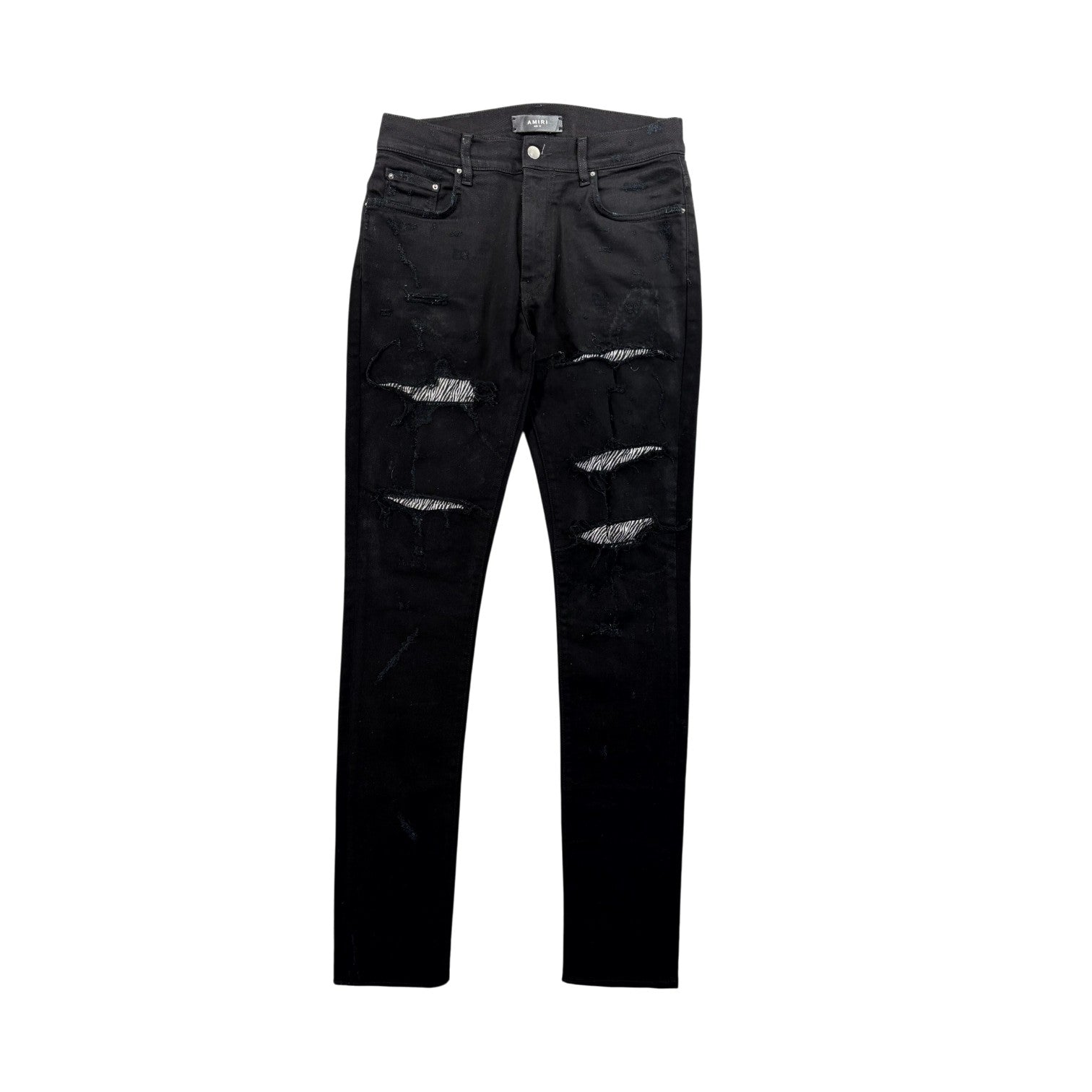 Amiri Crystal Zebra Thrasher Black Jeans