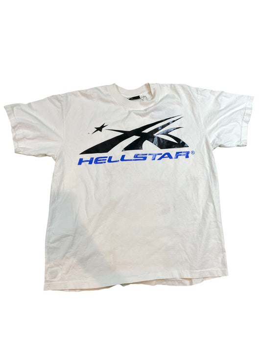 Hellstar Sport Logo T-Shirt Cream Blue