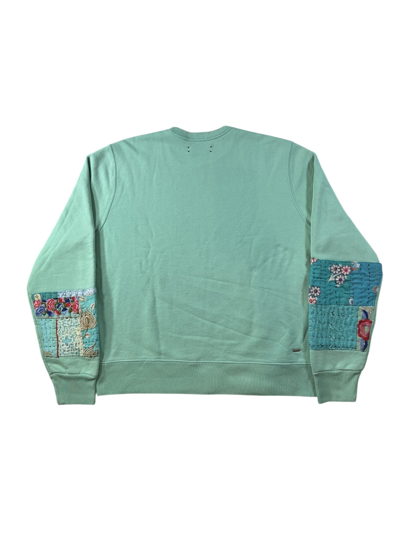 Amiri Quilted Crewneck Teal Sweatshirt