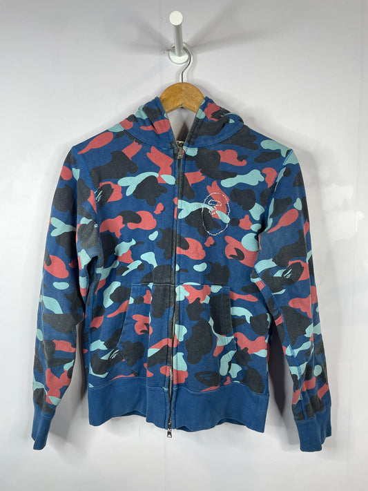 BAPE Shark Zip Up Navy & Red Camo Hoodie